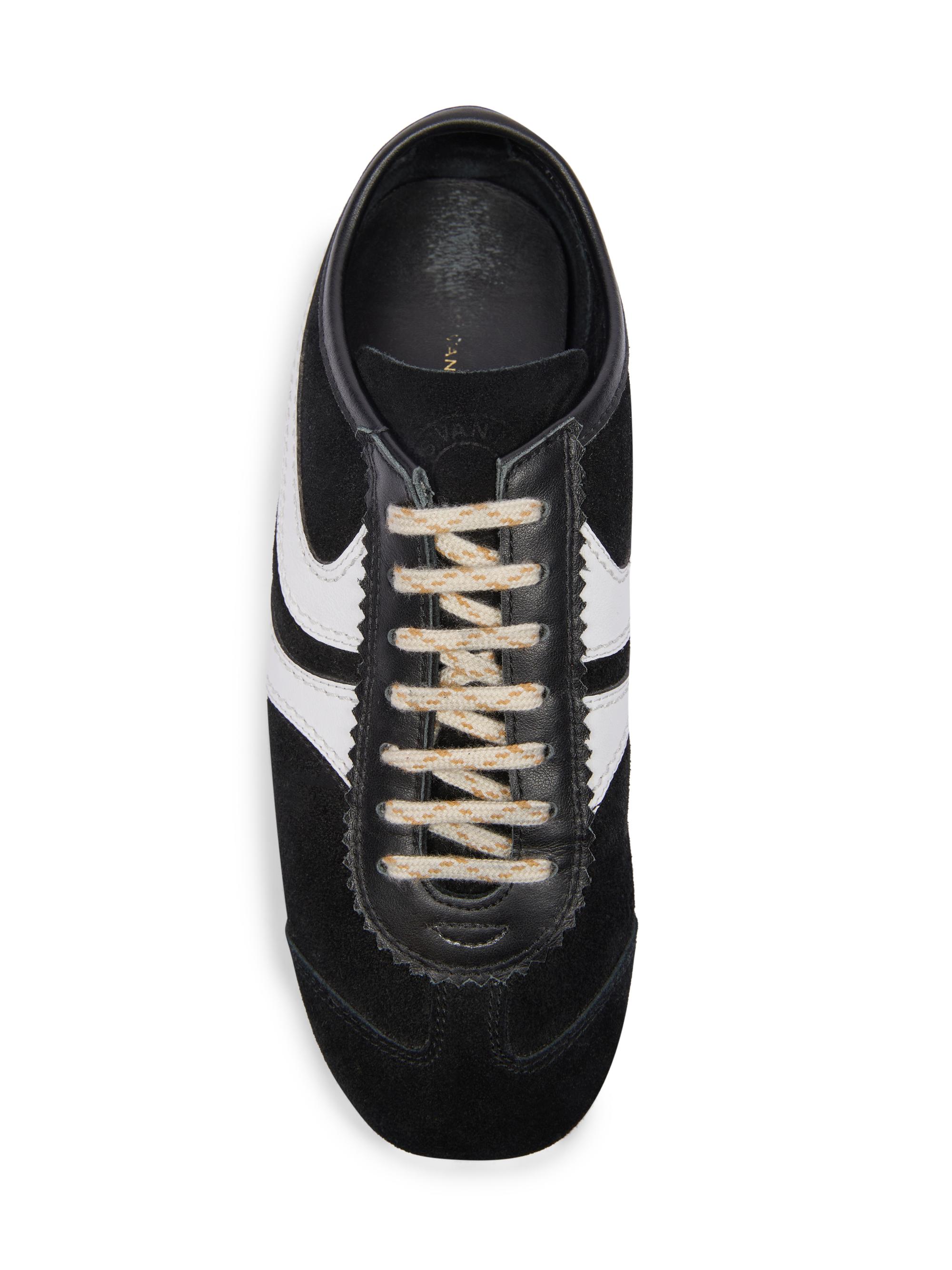 Dries Van Noten Women's Suede Low-Top Sneakers - Black White | Thumbnail 4