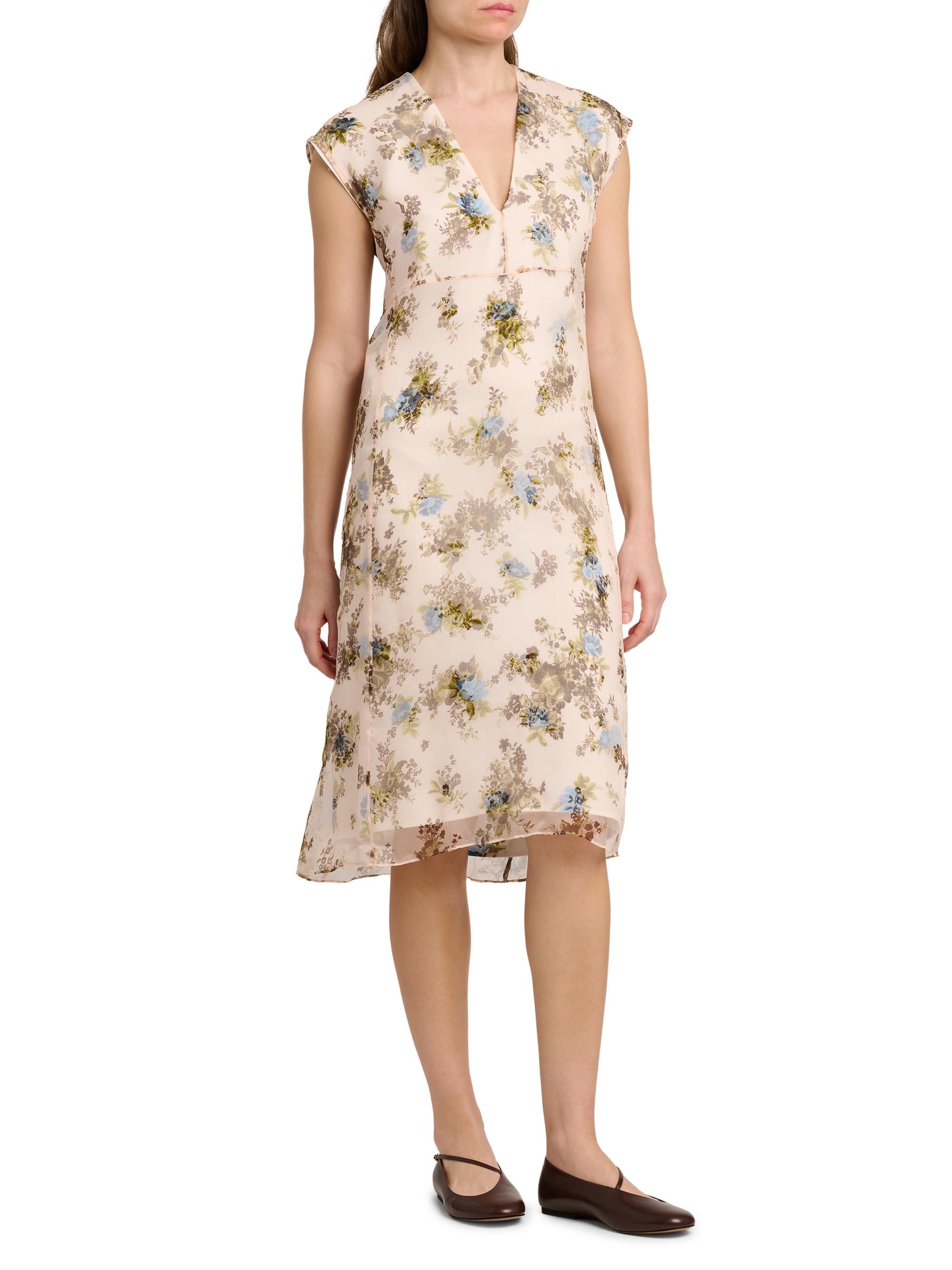 Jil Sander Women's Floral Silk Crepe Dress - Peonia | Thumbnail 4