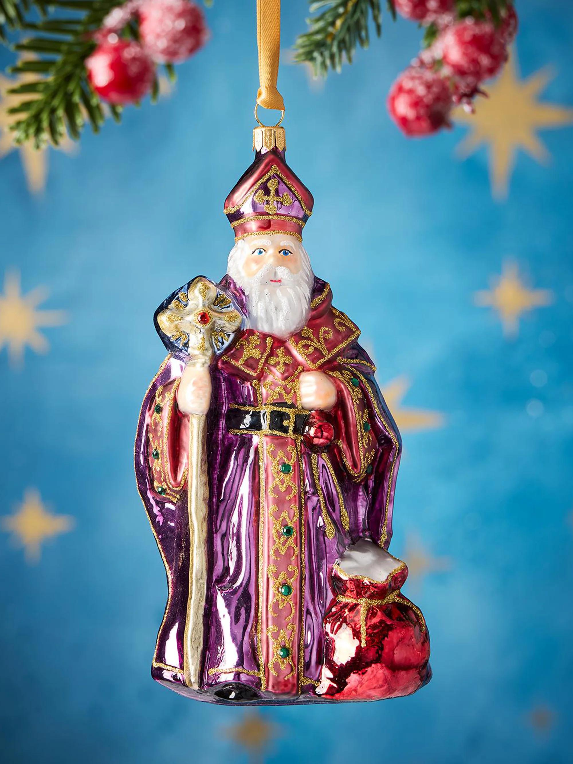 Exclusively Ours Bishop Santa Glass Ornament | Saks Fifth Avenue