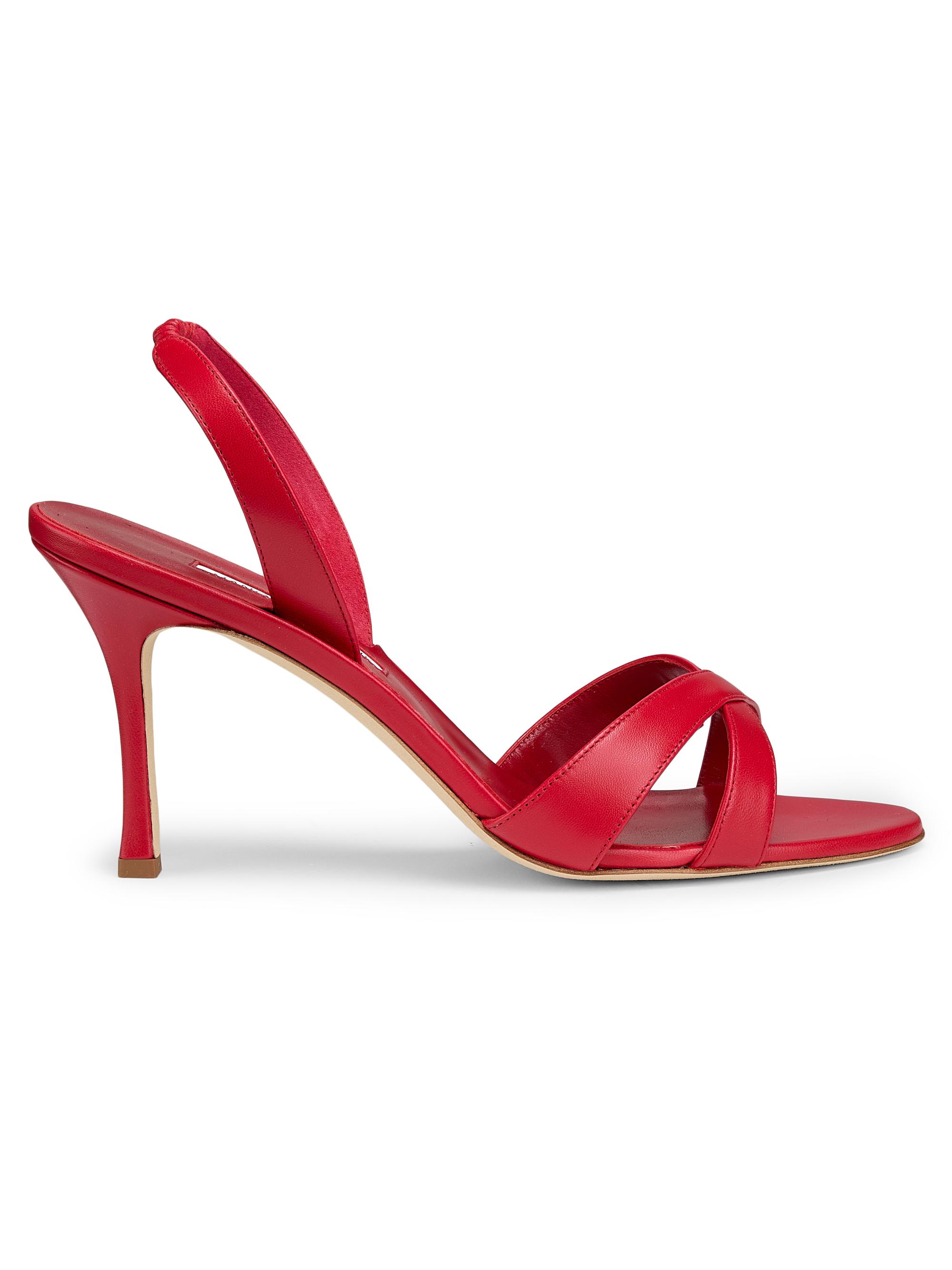 Manolo Blahnik Women's Callasli 90MM Leather Slingback Sandals - Red
