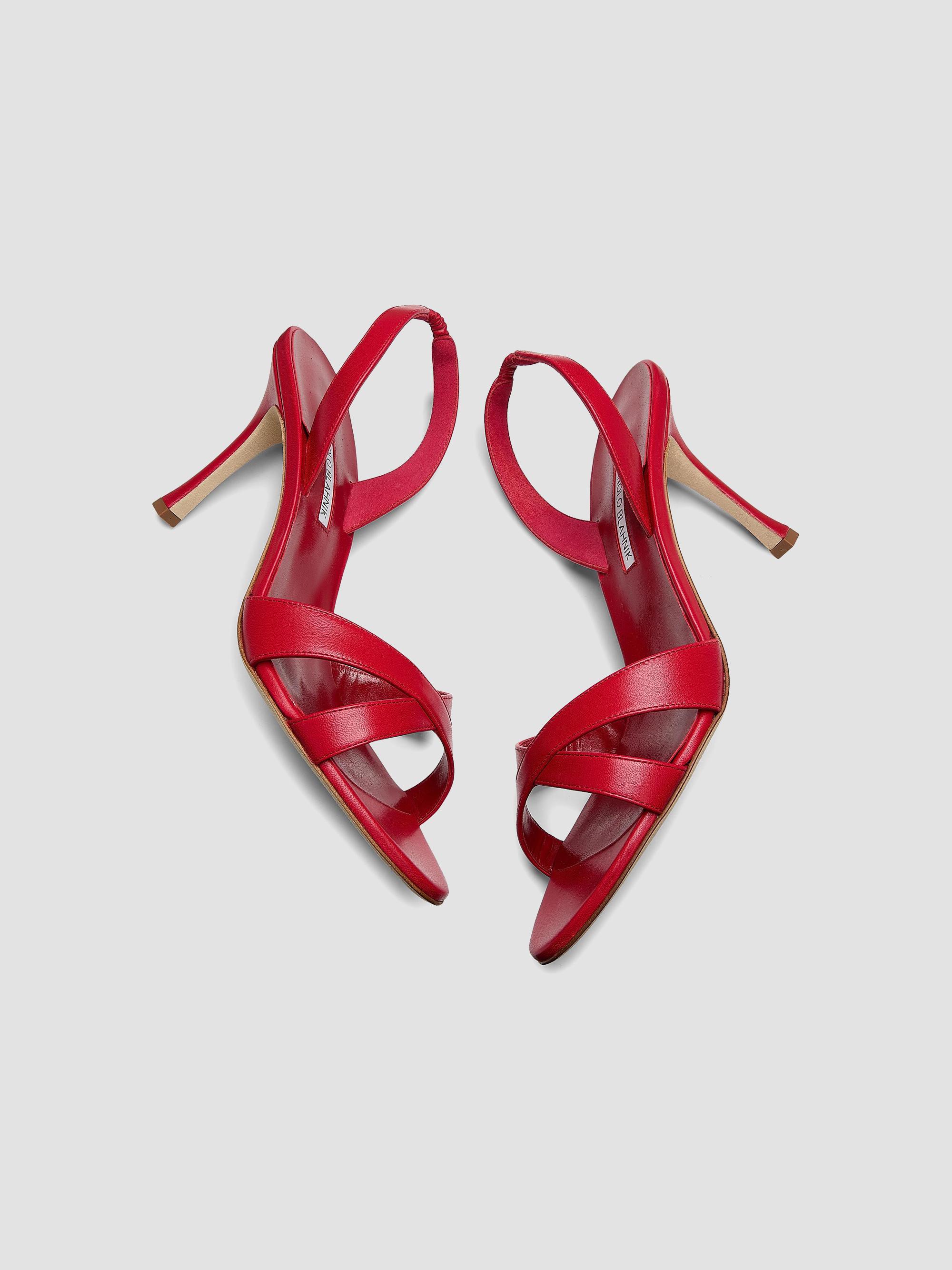 Manolo Blahnik Callasli 90MM Leather Slingback Sandals | Saks
