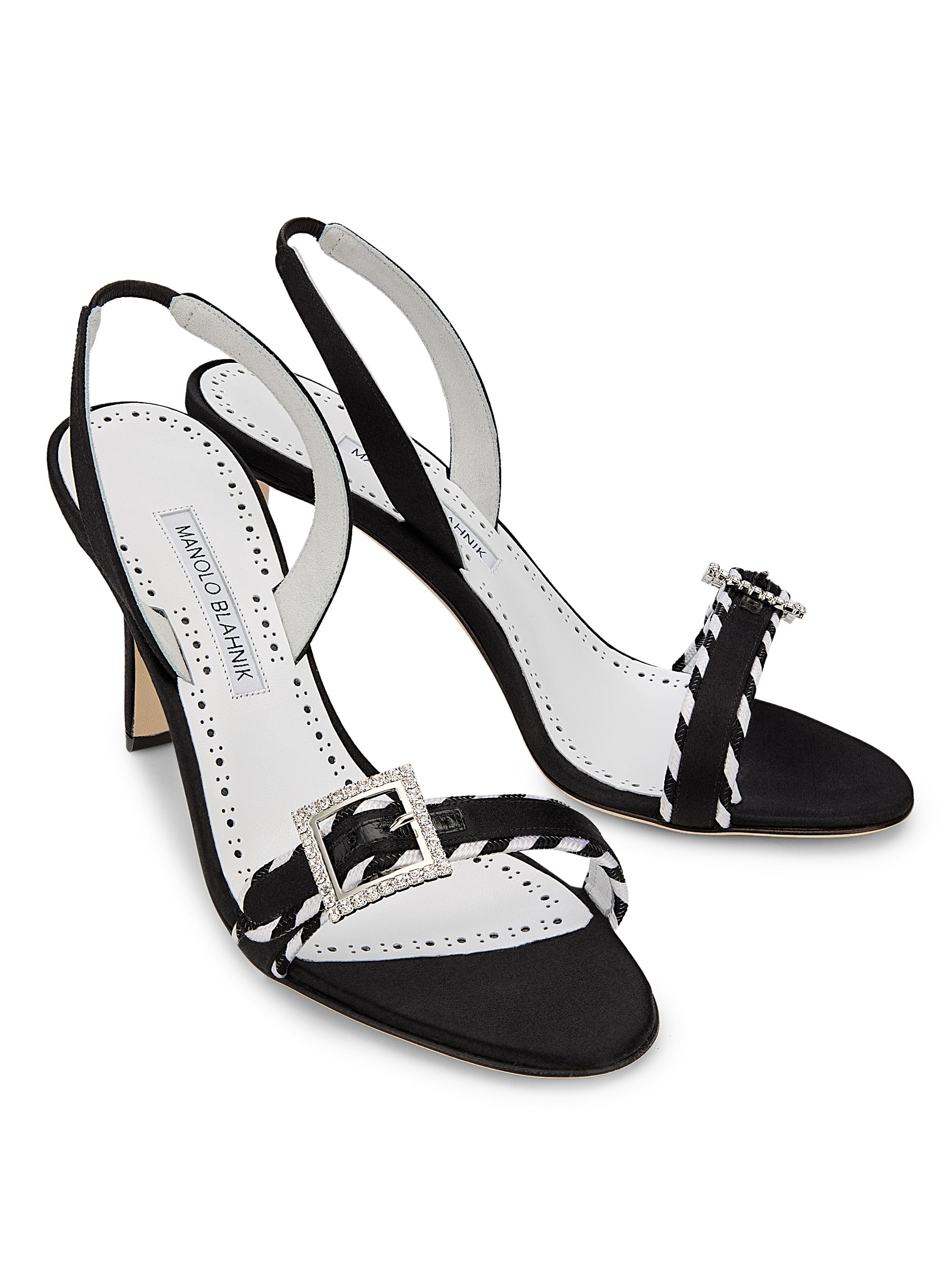 Manolo Blahnik Women's 90MM Sumbasan Embellished Buckle Slingback Sandals - Black | Thumbnail 2