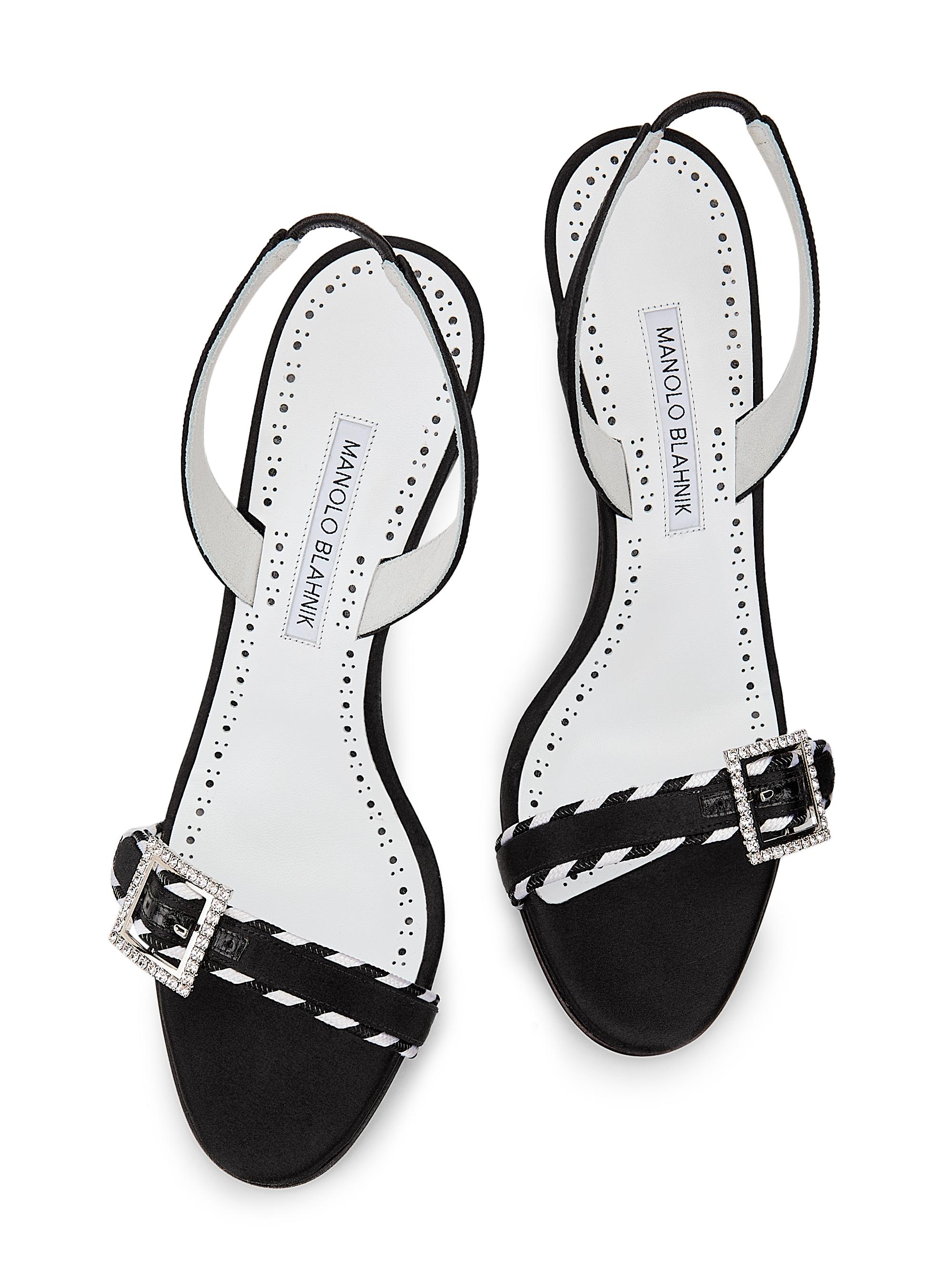 Manolo Blahnik Women's 90MM Sumbasan Embellished Buckle Slingback Sandals - Black | Thumbnail 4