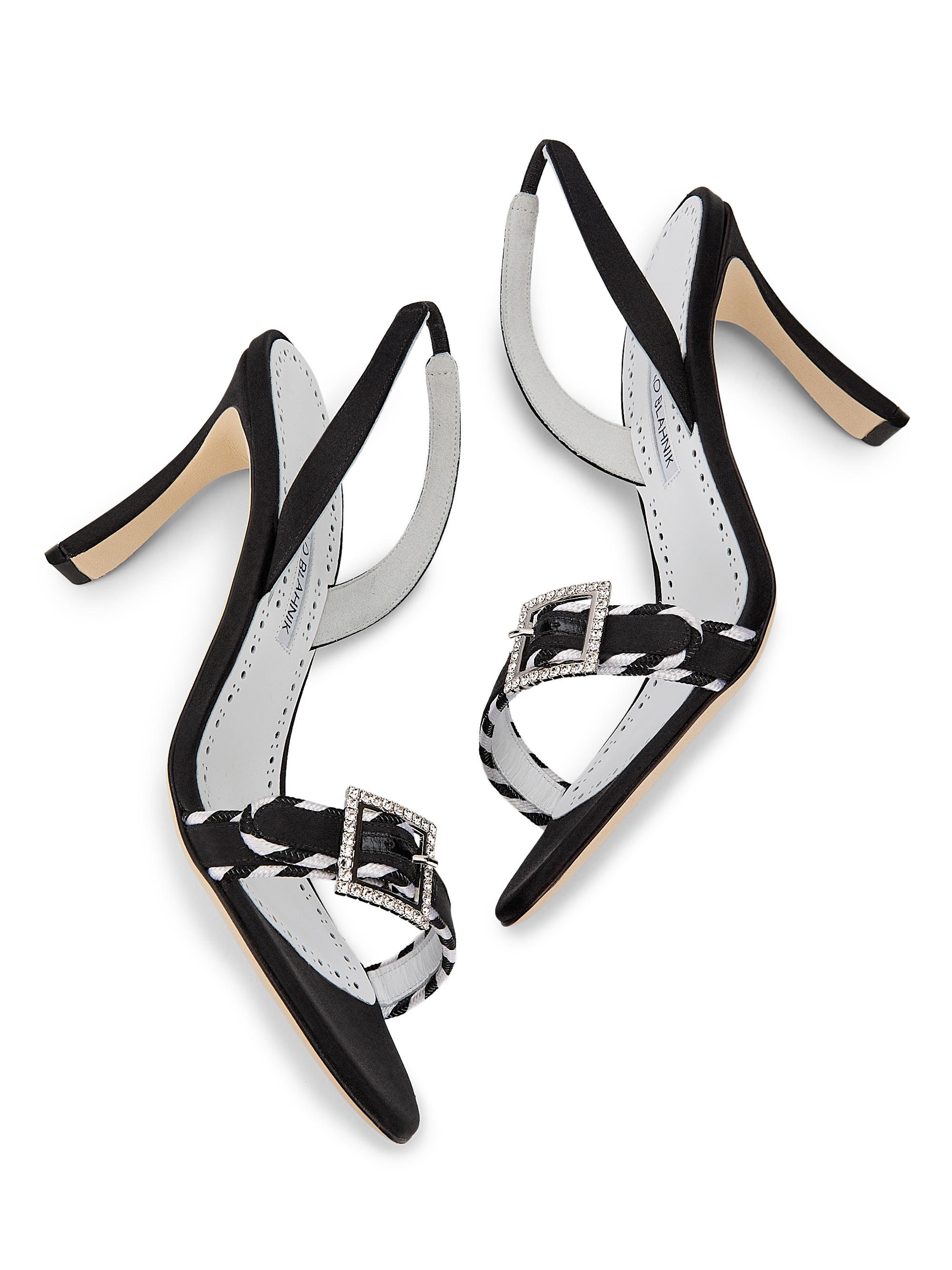 Manolo Blahnik Women's 90MM Sumbasan Embellished Buckle Slingback Sandals - Black | Thumbnail 6