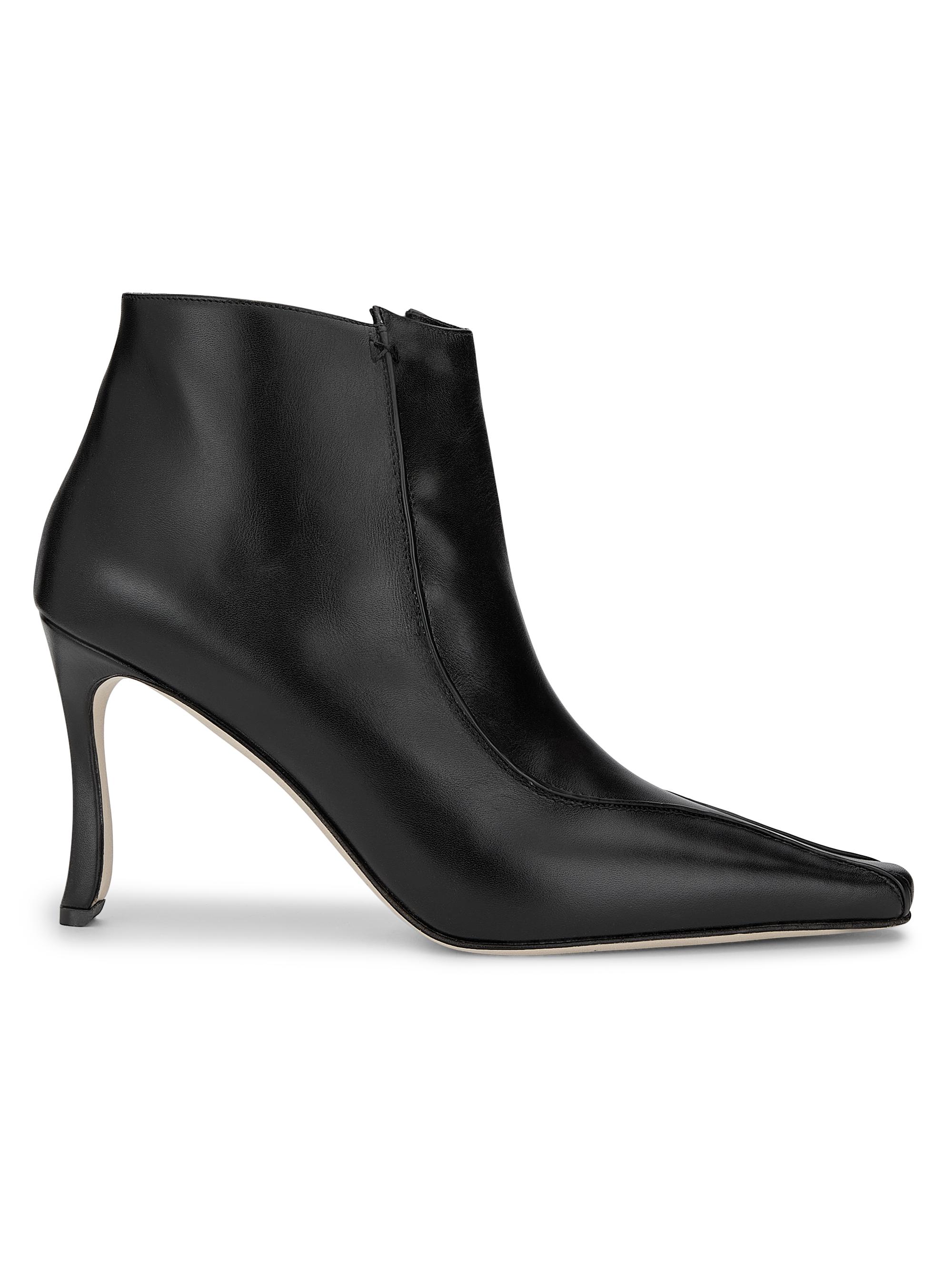 Manolo Blahnik Women's Milleta Leather Ankle Boots - Black - Women's Clothing