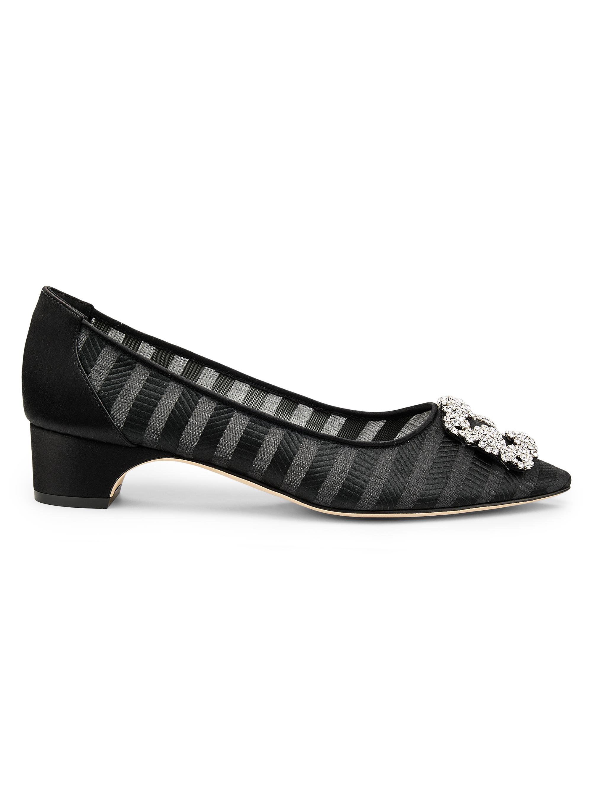 Manolo Blahnik Women's Hangisila Jewel Buckle Pumps - Grey Black