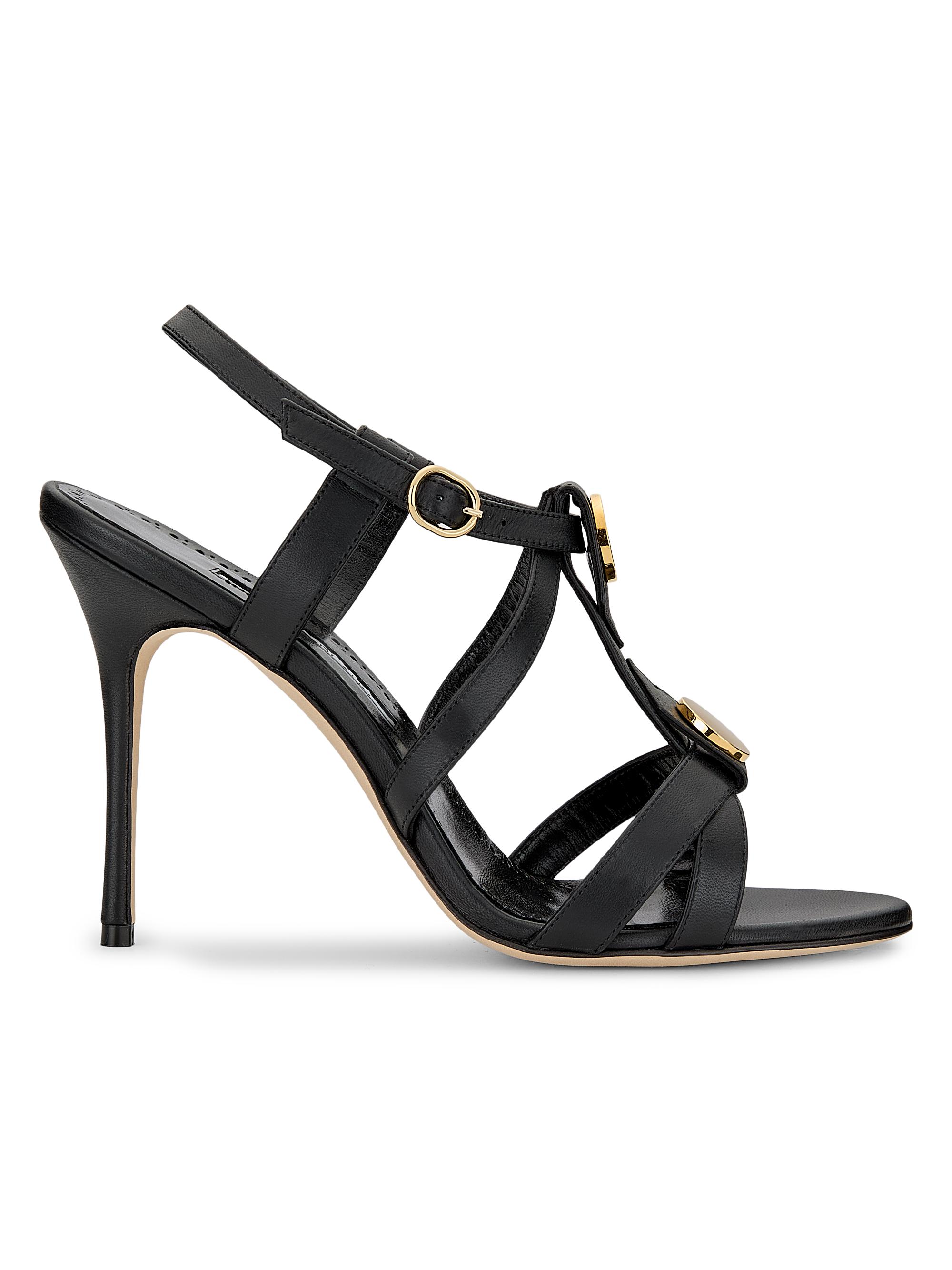 Manolo Blahnik Women's Giza 105MM Leather Sandals - Black