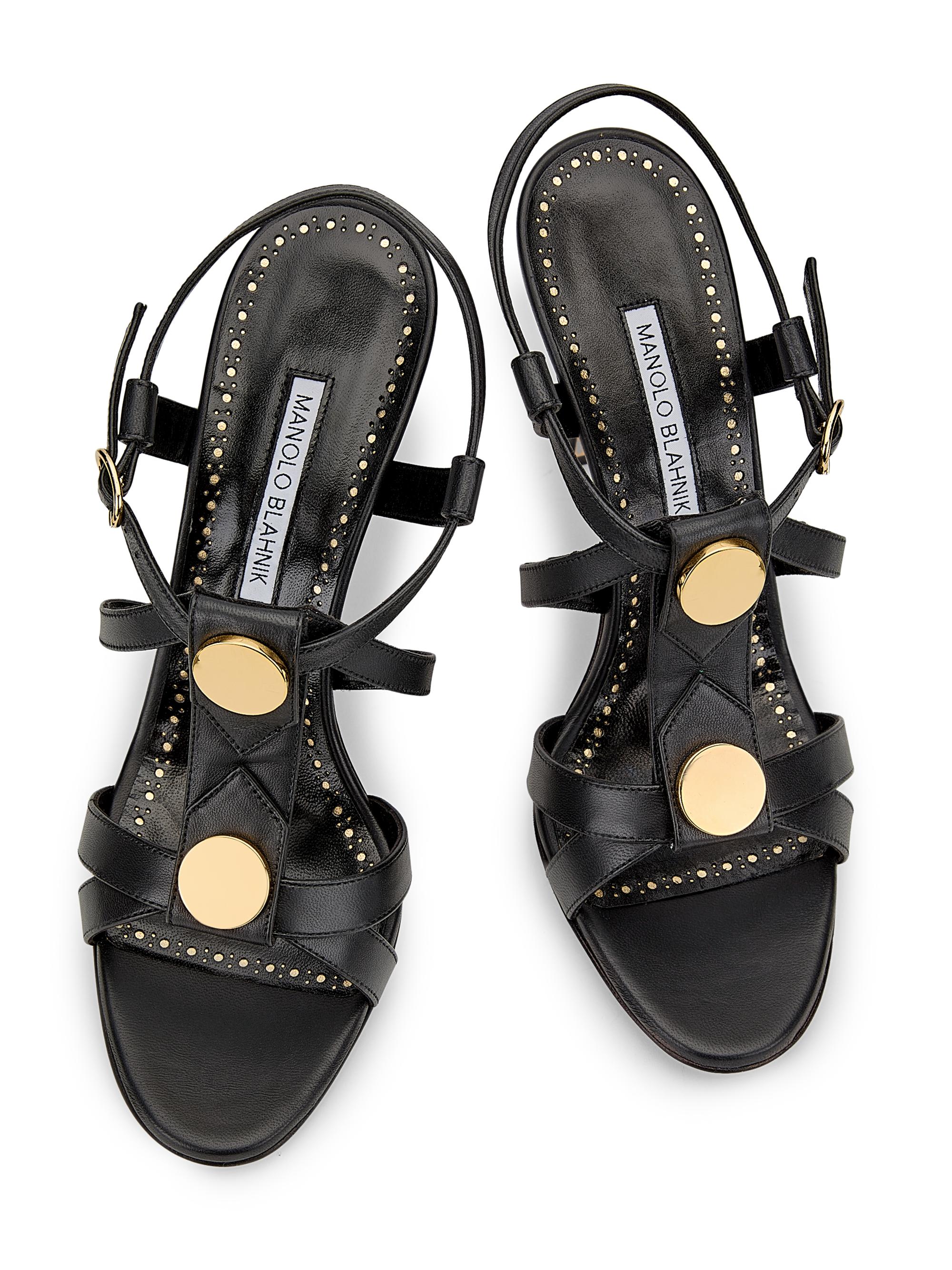 Manolo Blahnik Women's Giza 105MM Leather Sandals - Black | Thumbnail 4