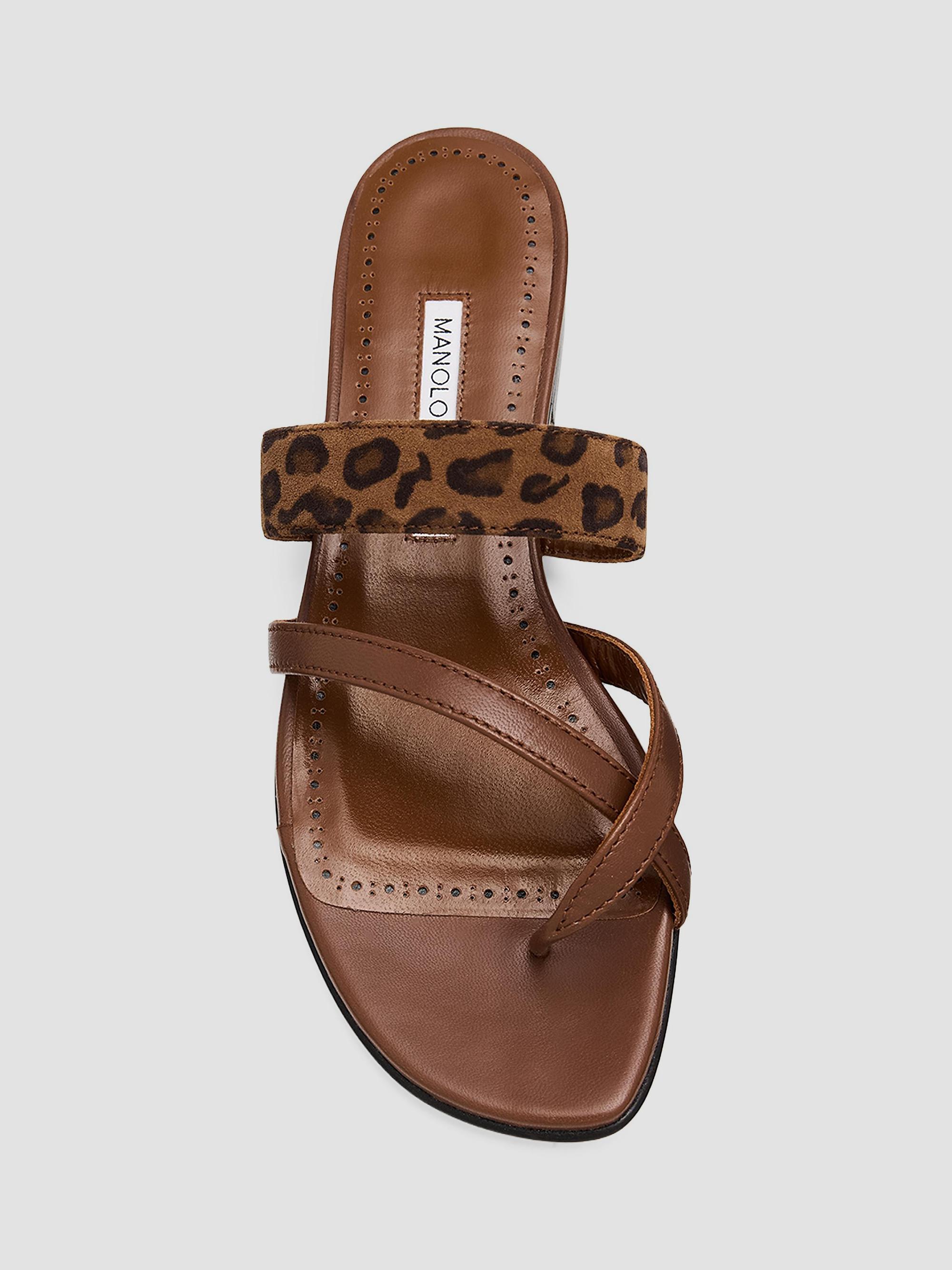 Manolo Blahnik Susa Leopard-Print Leather Sandals | Saks Fifth Avenue