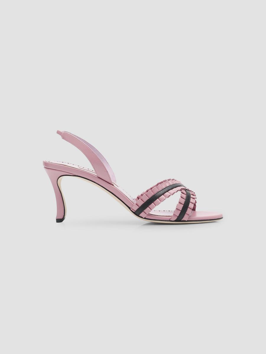 Manolo Blahnik Volusan 70MM Leather Slanted-Heel Sandals | Saks