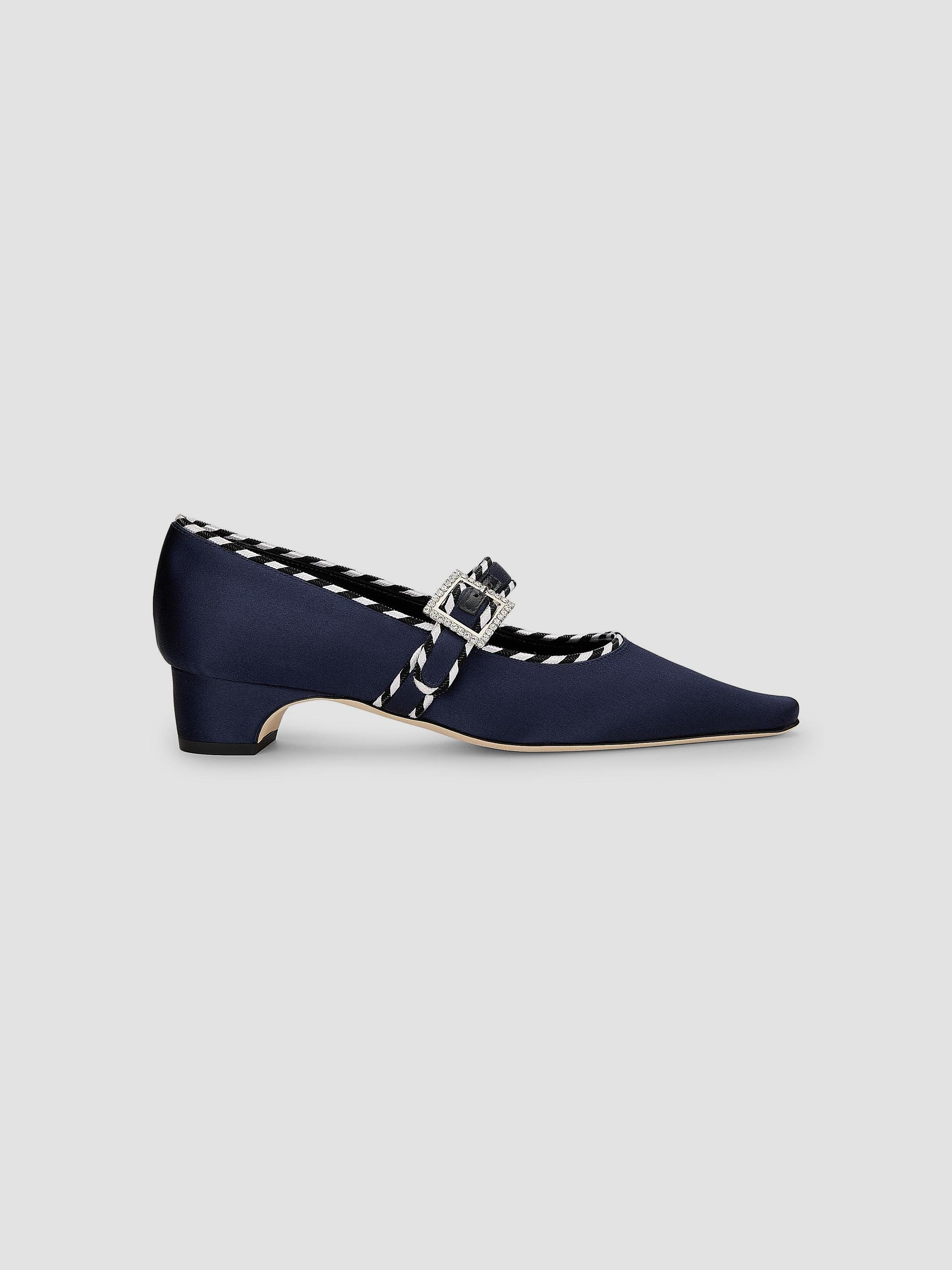 Manolo Blahnik Women's Zaera Satin Pumps - Navy | Thumbnail 7
