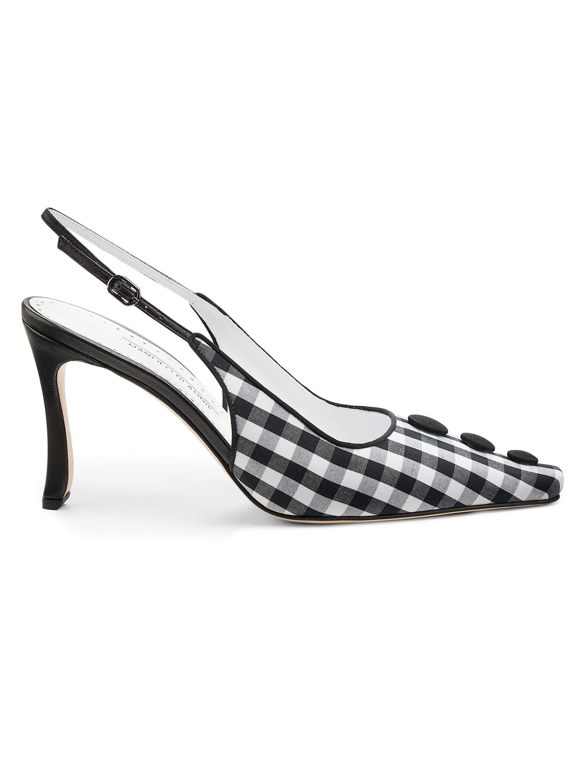 Manolo Blahnik Women's Alexa Gingham Slingback Pumps - White Black