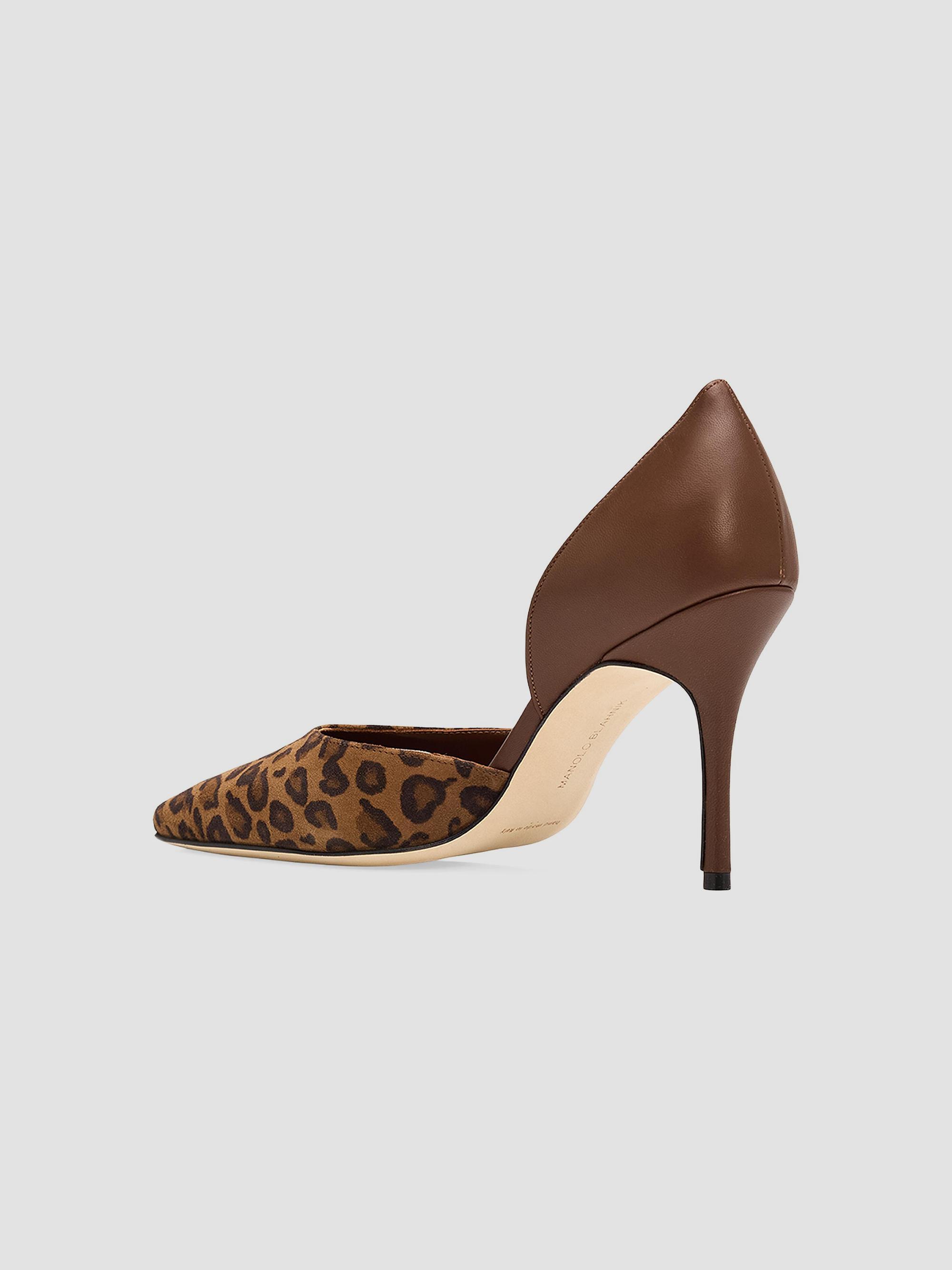 Manolo Blahnik Taylerbinu 90MM Leopard-Print Suede D'Orsay Pumps