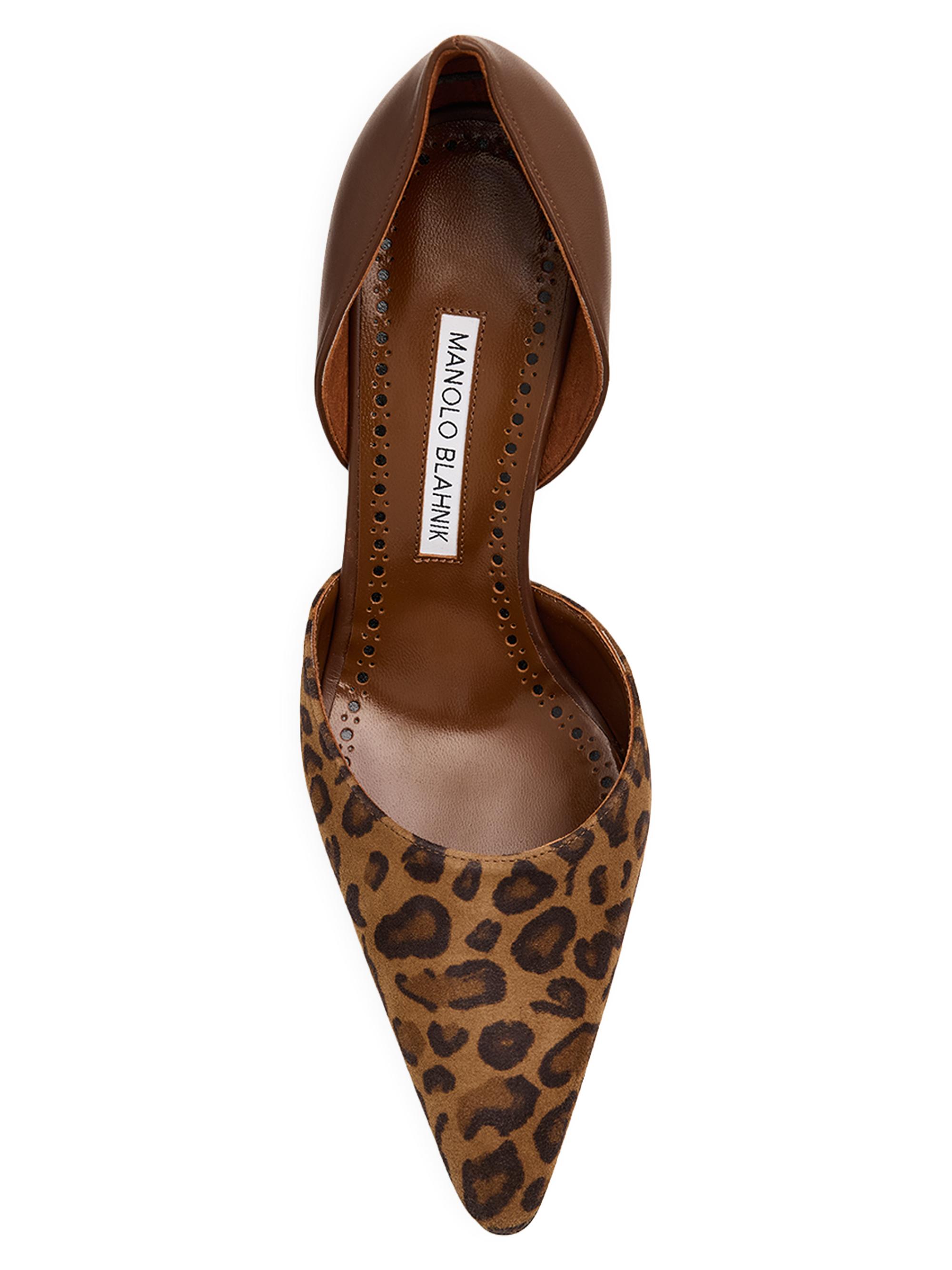 Manolo Blahnik Taylerbinu 90MM Leopard-Print Suede D'Orsay Pumps
