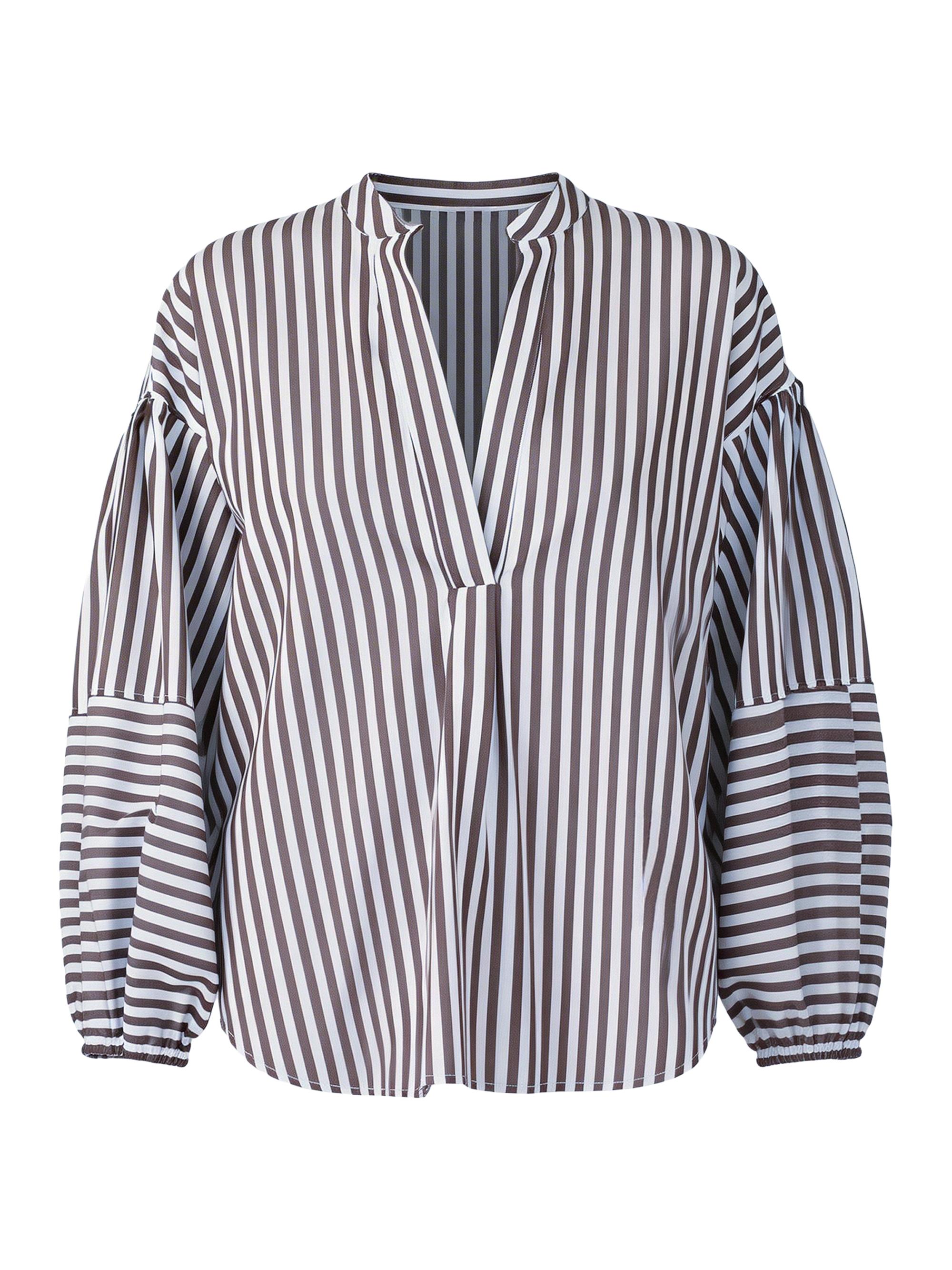 Callas Milano Women's Keaton Shirt with Lantern Sleeves - Brown White