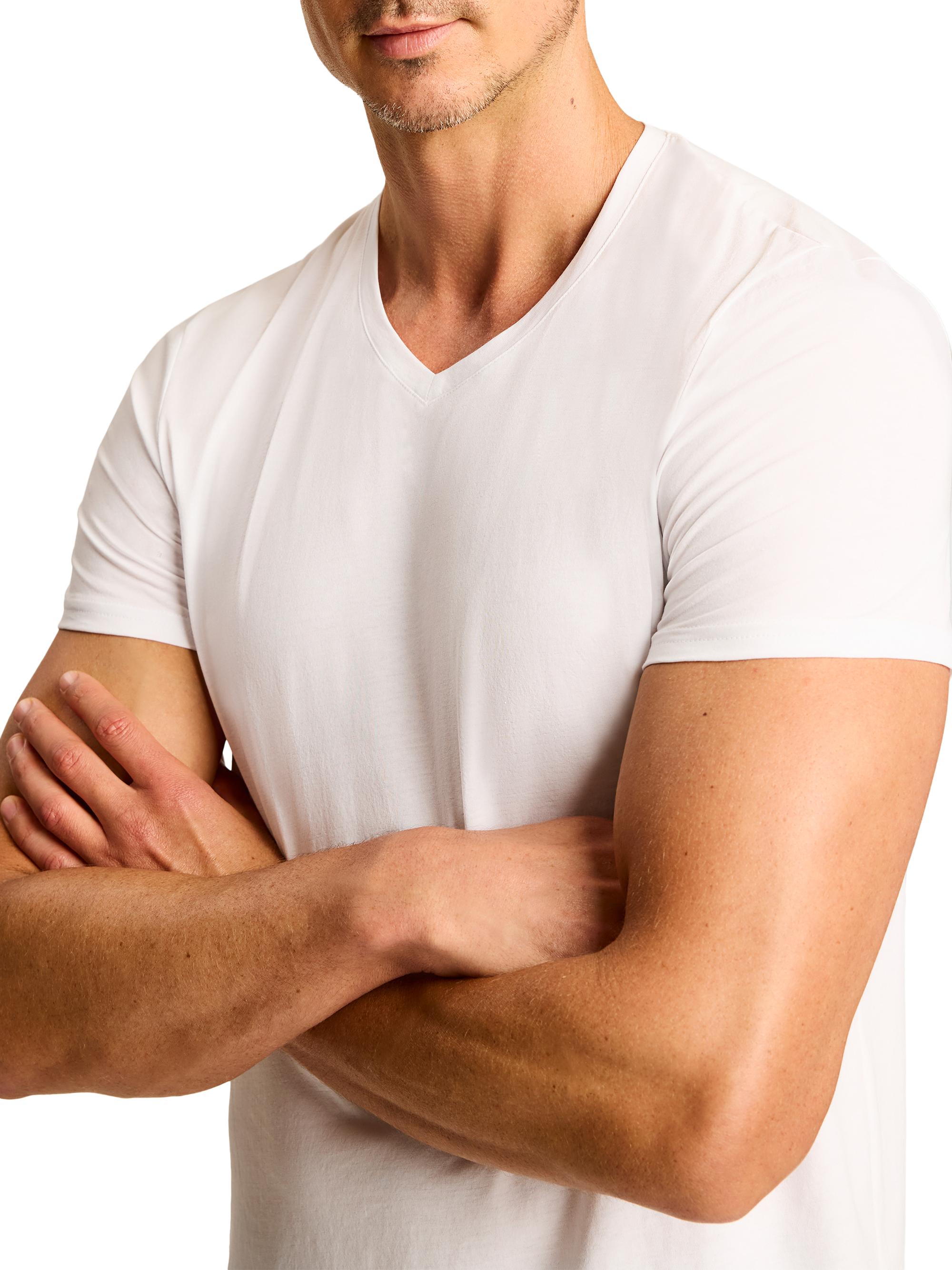 Commando Men's Premier Stretch-Cotton V-Neck Undershirt - White | Thumbnail 4