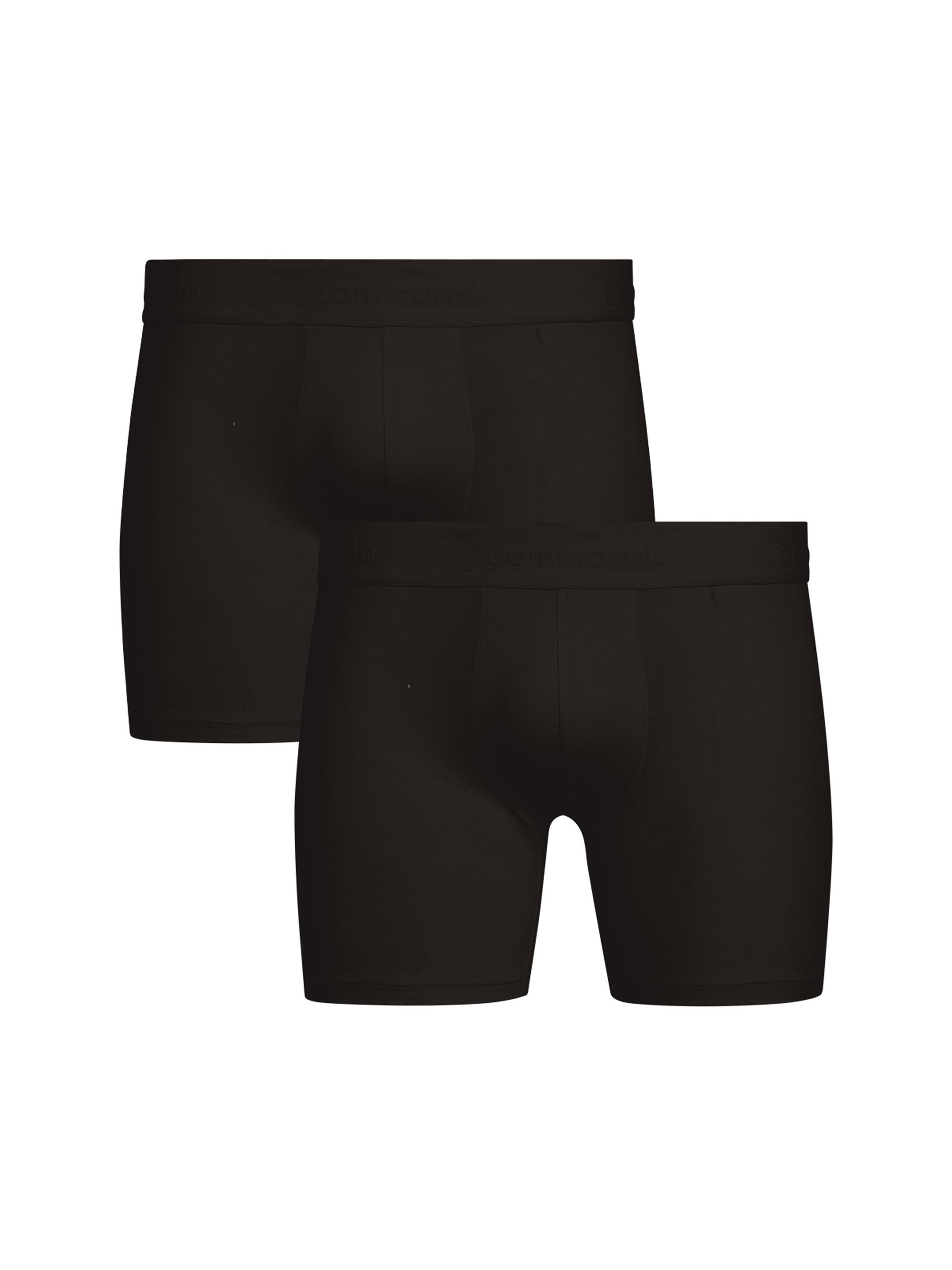 Commando Men's Premier 2-Pack Stretch-Cotton Boxer Brief Set - Black