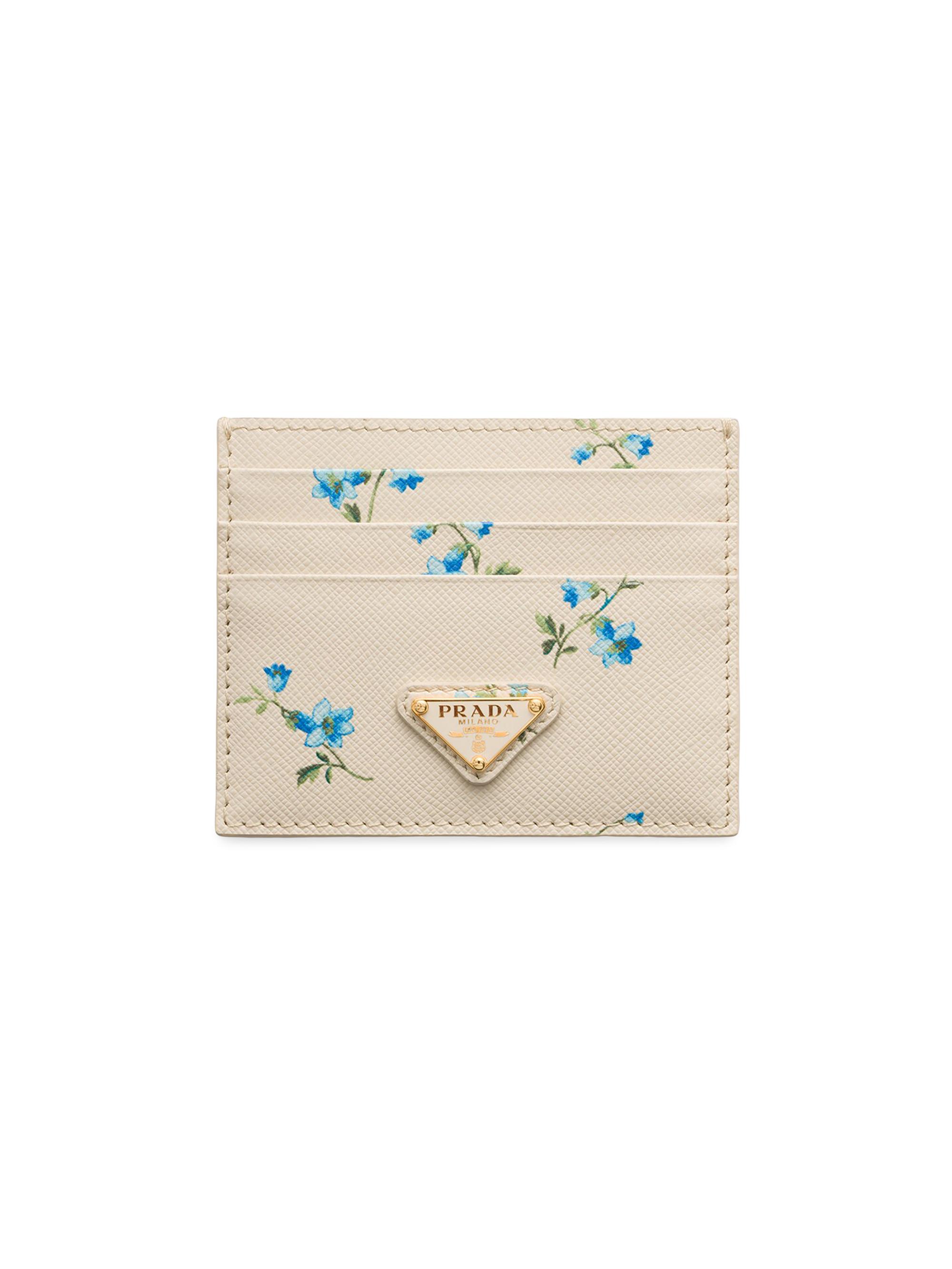 Prada Women's Printed Saffiano Leather Card Holder - Beige Khaki