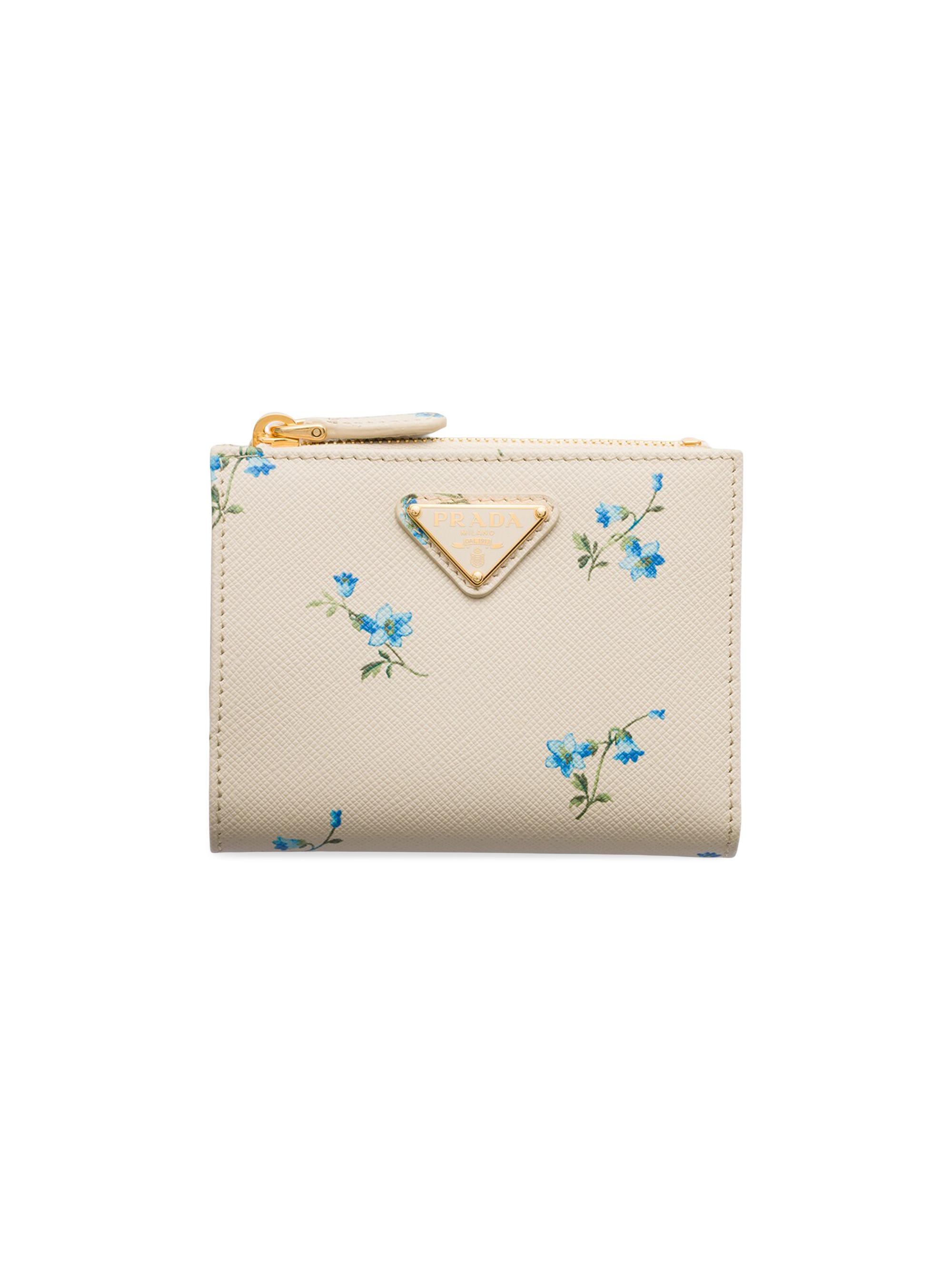 Prada Women's  Printed Saffiano Leather Wallet - Beige Khaki