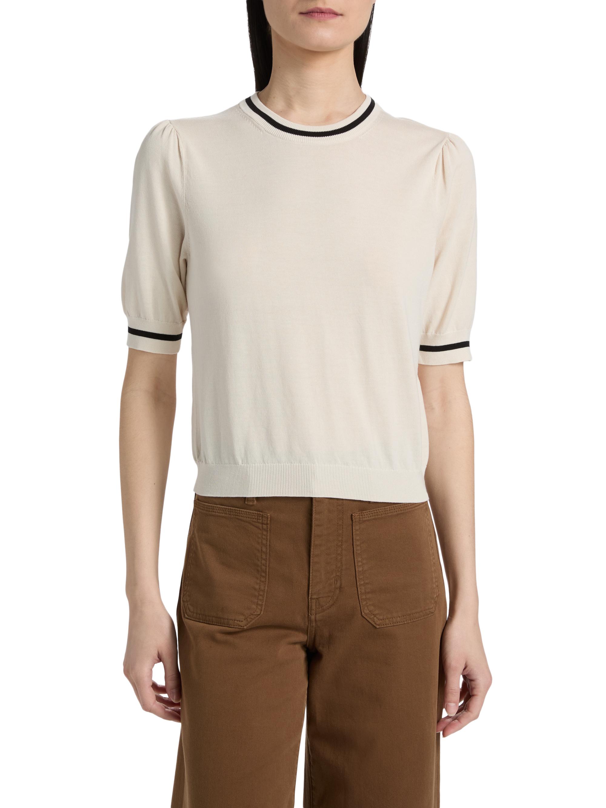 FRAME Women's The Gathered Knit Top - Cream Multi | Thumbnail 3