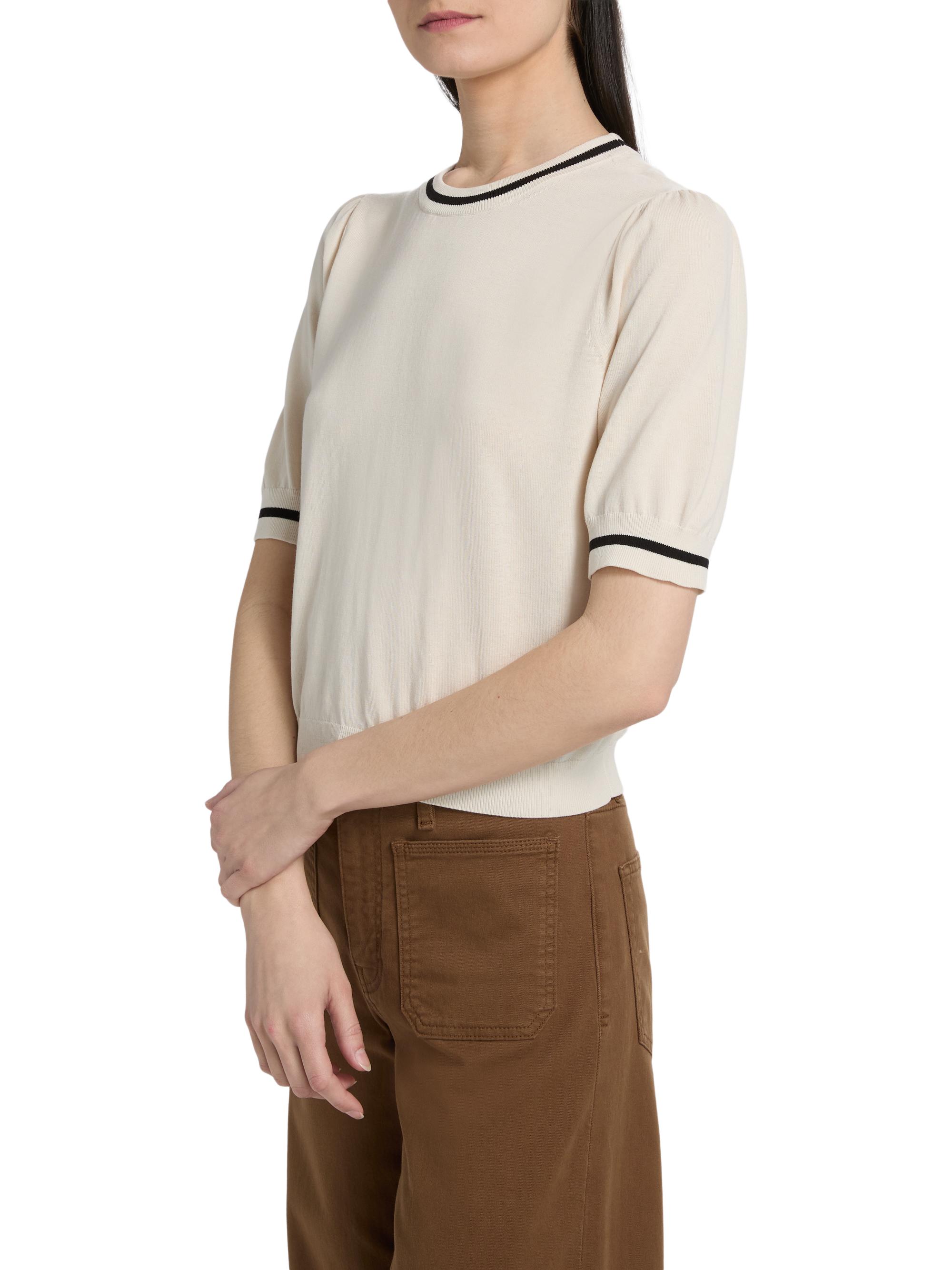 FRAME Women's The Gathered Knit Top - Cream Multi | Thumbnail 4