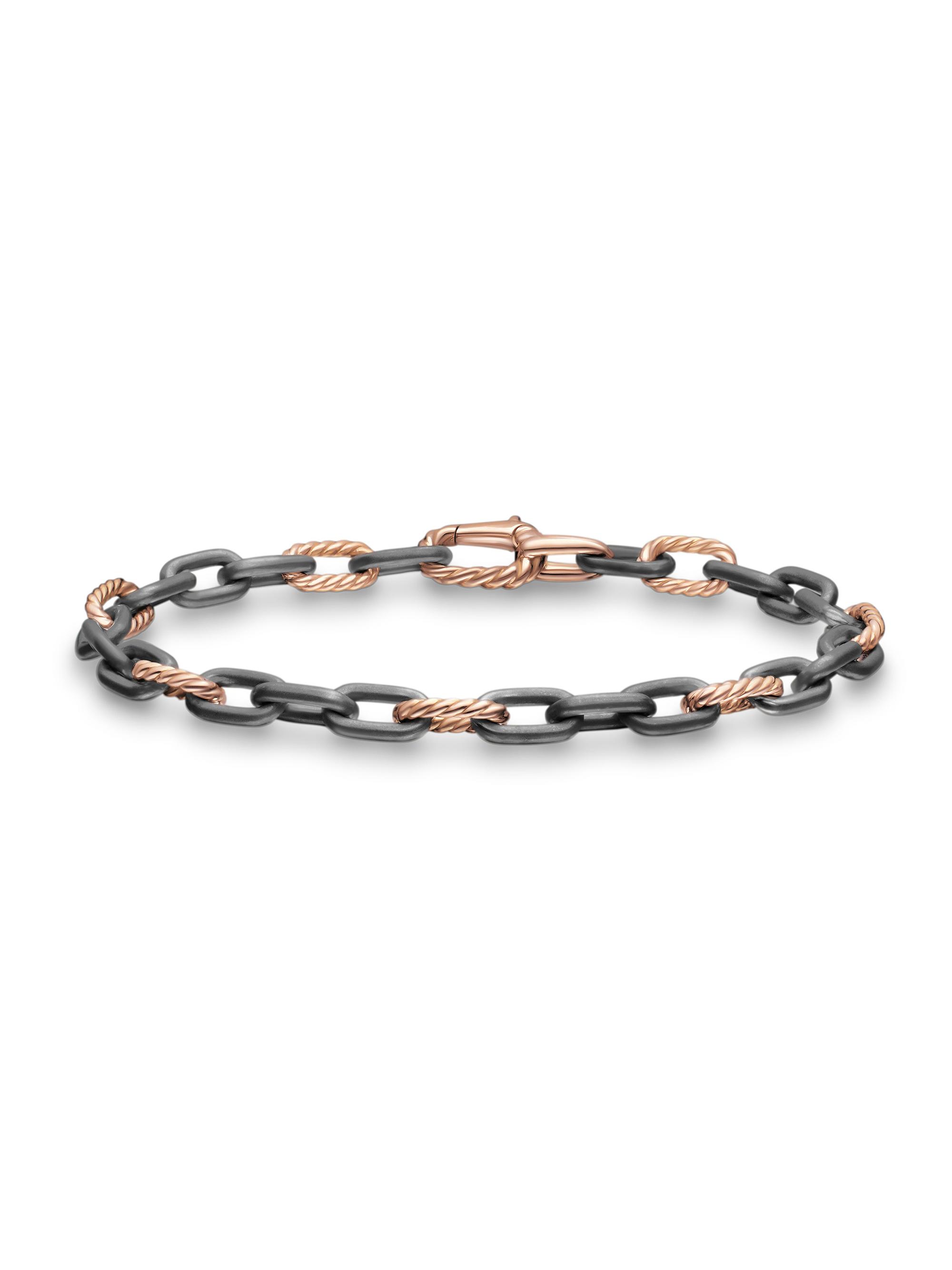 David Yurman Men's DY Madison Chain Bracelet in Grey Titanium - Rose Gold
