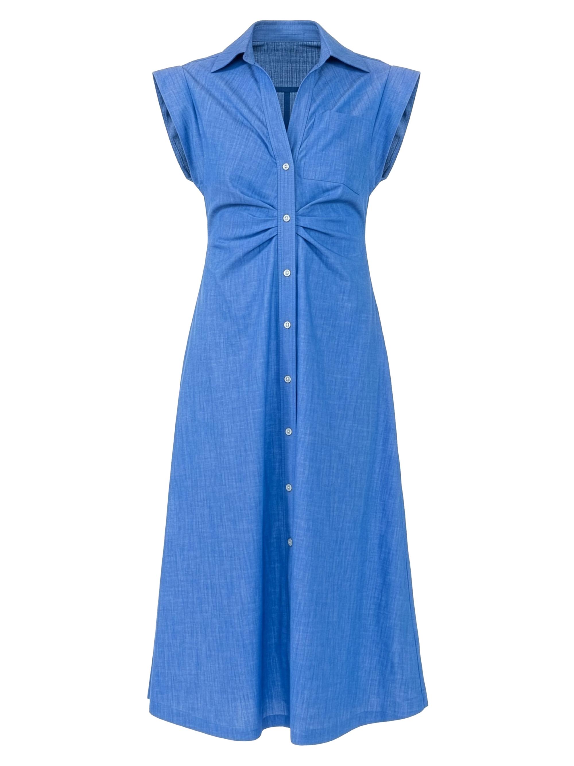 white christmas dresses Button Down Short Sleeve Peasant Linen Dress Xs / Light Peach main image 1