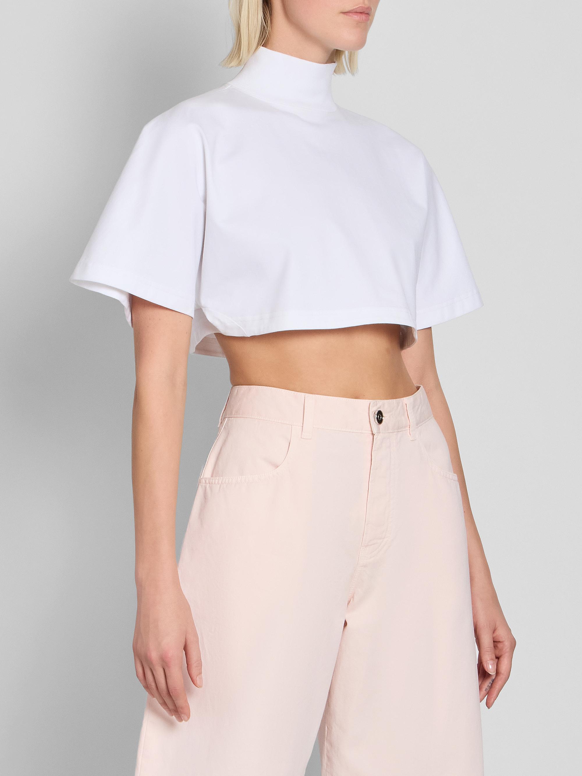Alaïa Turtleneck Cotton Jersey Crop T-Shirt | Saks Fifth Avenue