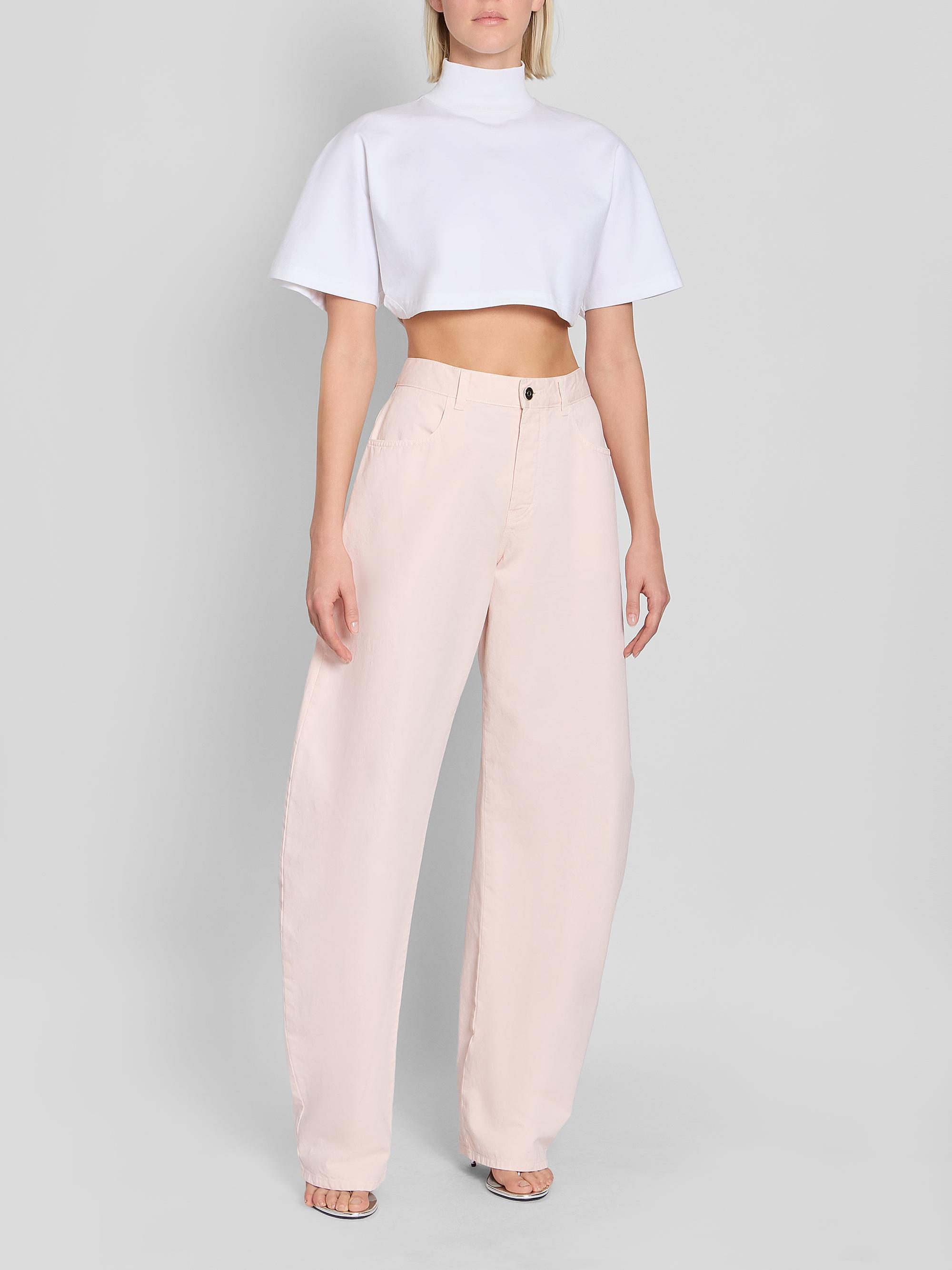 Alaïa Turtleneck Cotton Jersey Crop T-Shirt | Saks Fifth Avenue