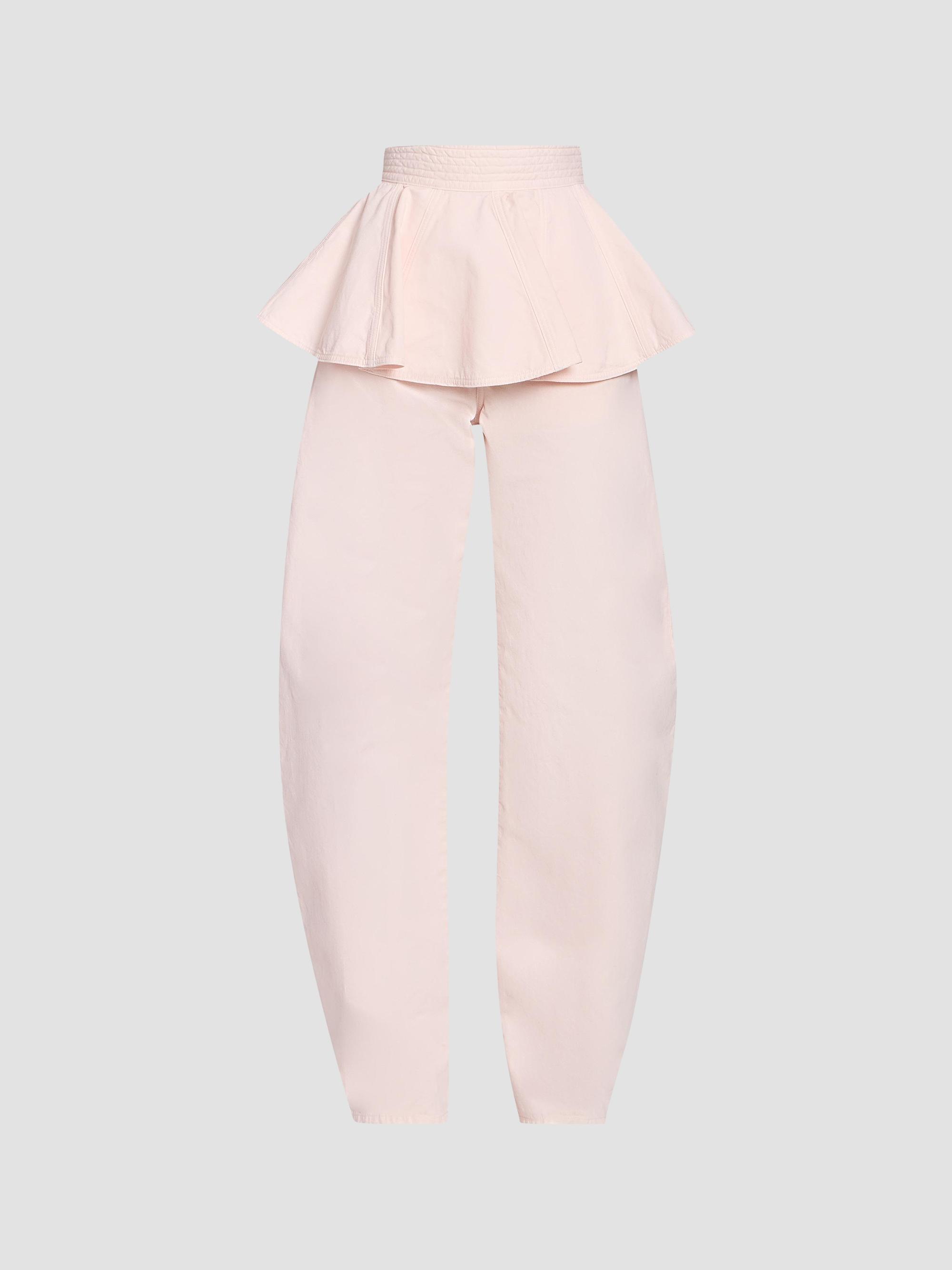 ALAIA Women's Tinted Peplum Denim Belt - Rose Pale | Thumbnail 6