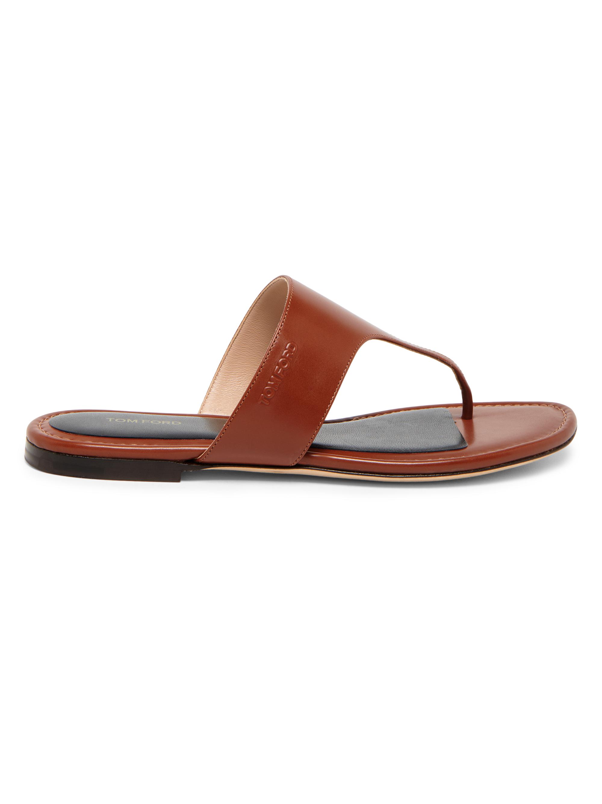 TOM FORD Snake-Embossed Leather Flat Sandals | Saks Fifth Avenue
