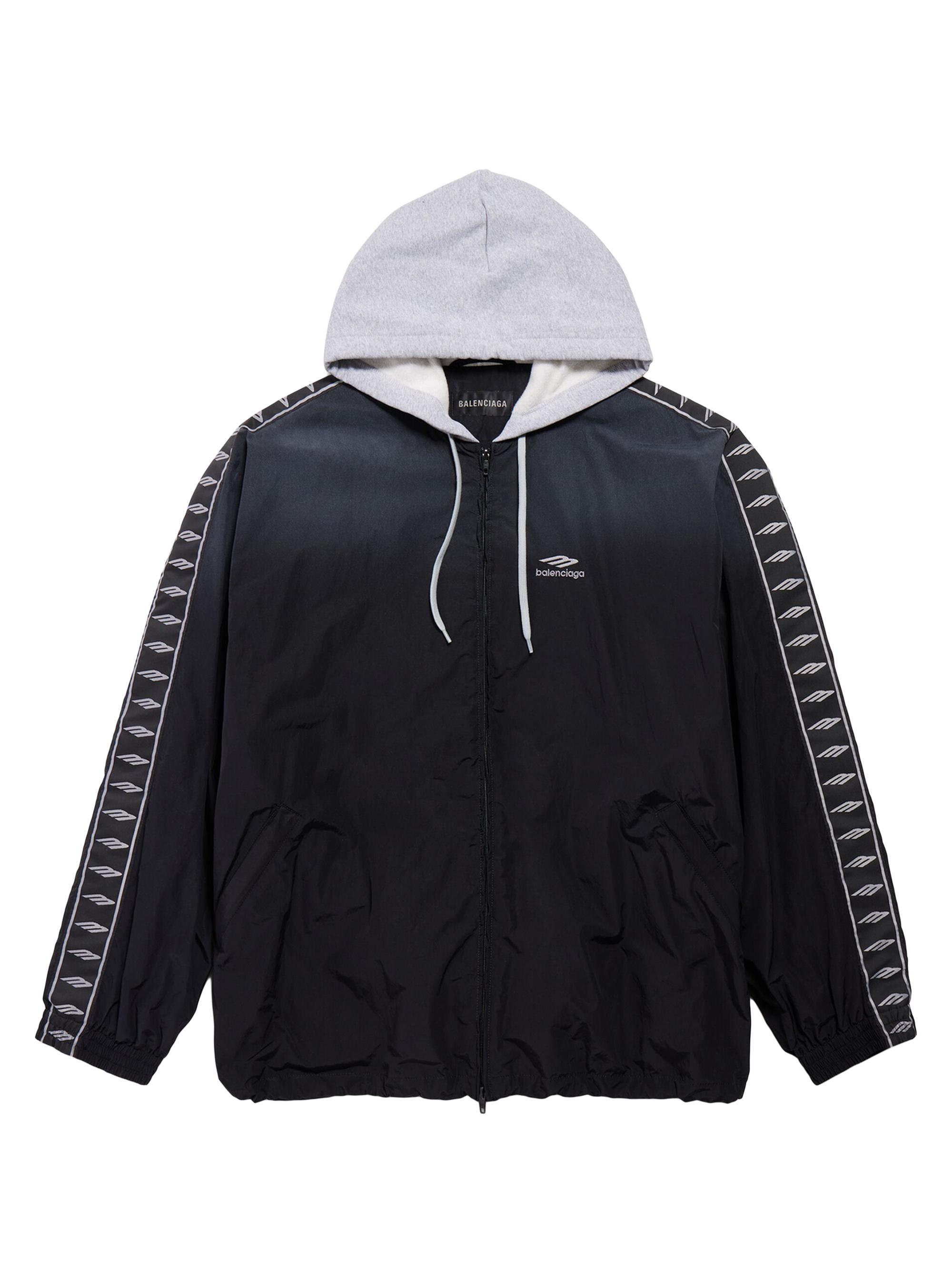 Balenciaga Men's Stripe  Fit Tracksuit Jacket - Black Grey