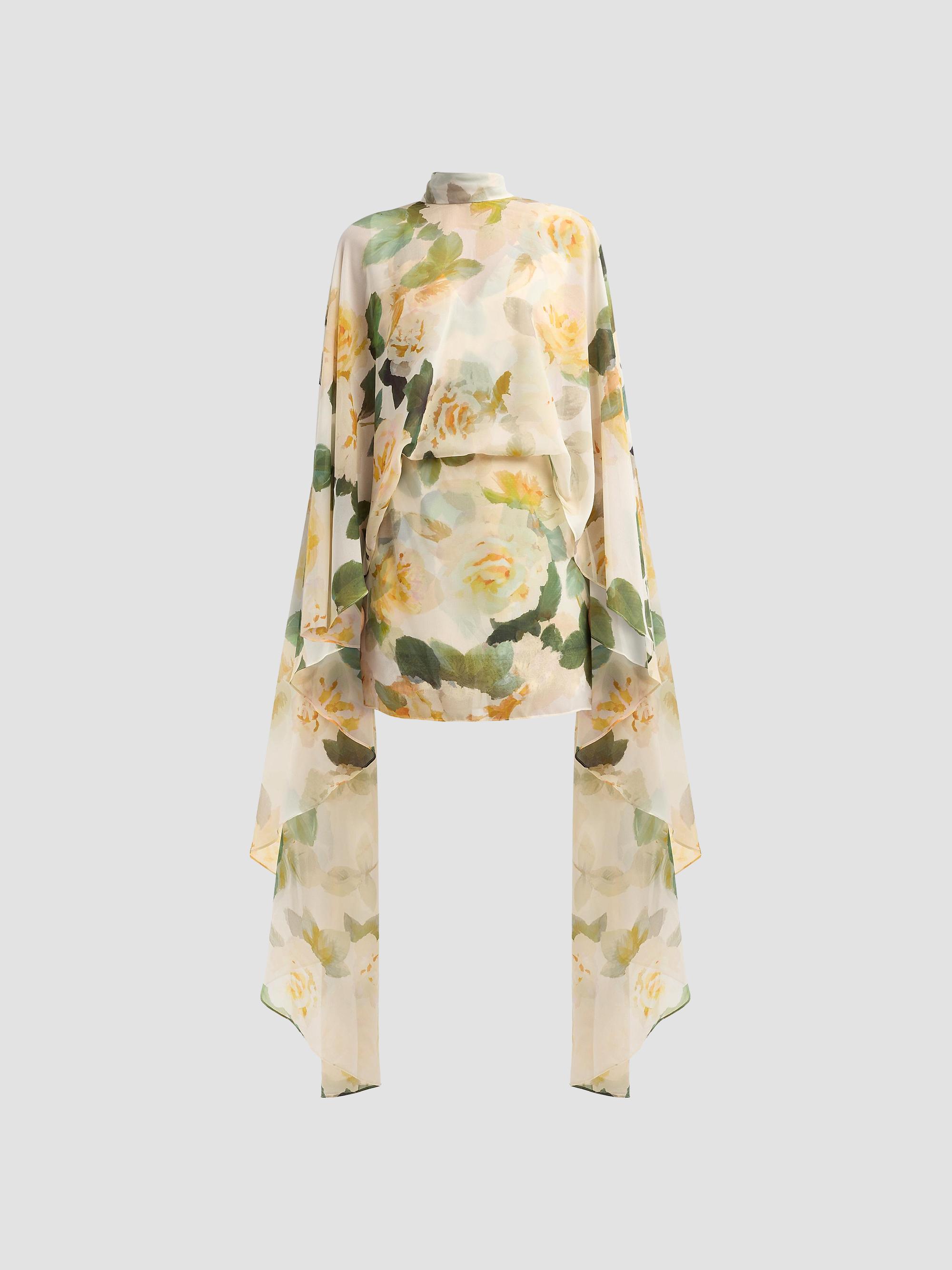 Ungaro Women's Fiona Floral Cape Mini Dress - Ecru Multi | Thumbnail 5