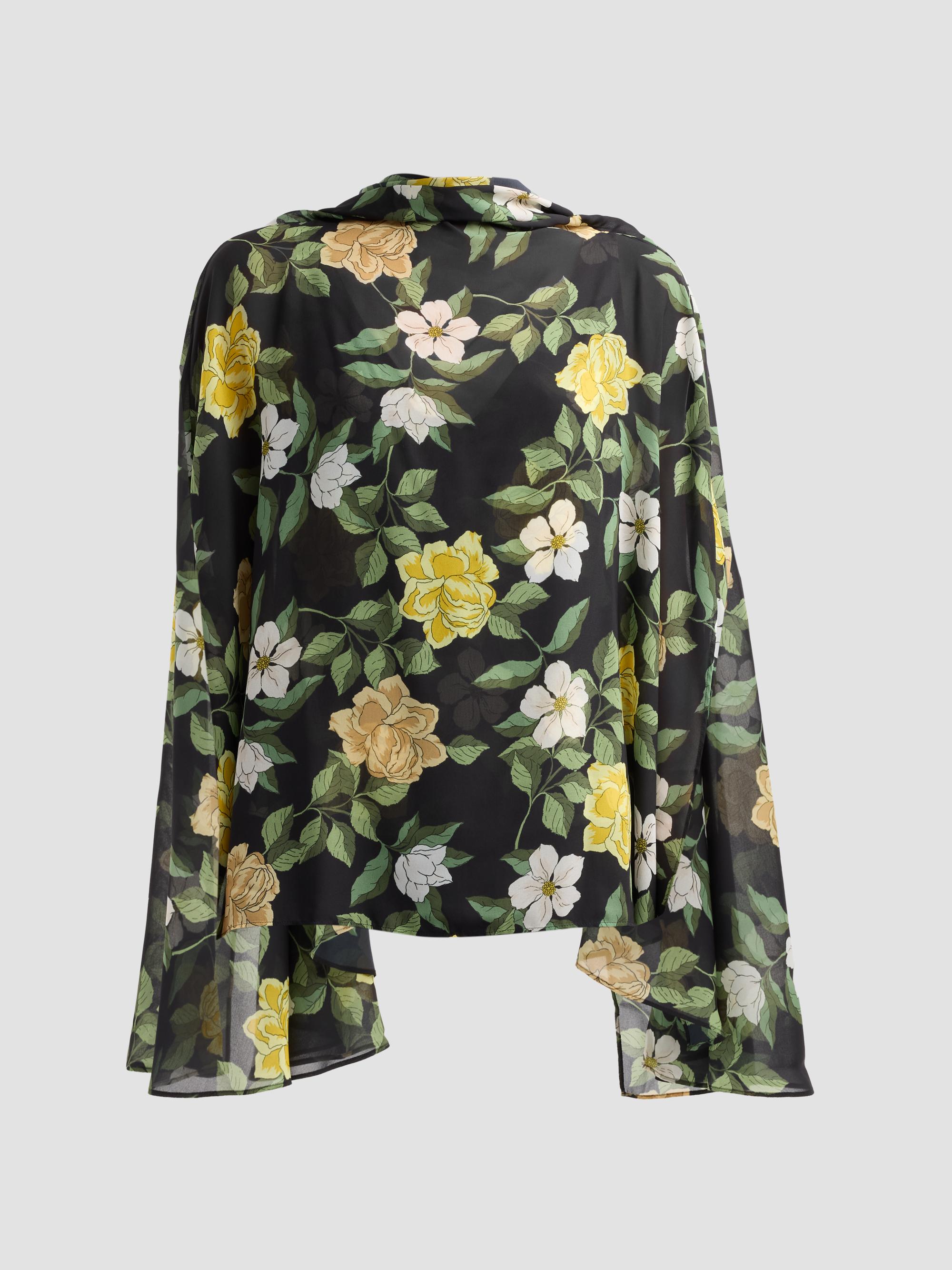 Ungaro Women's Anabella Draped Floral Chiffon Blouse - Black Multi | Thumbnail 6