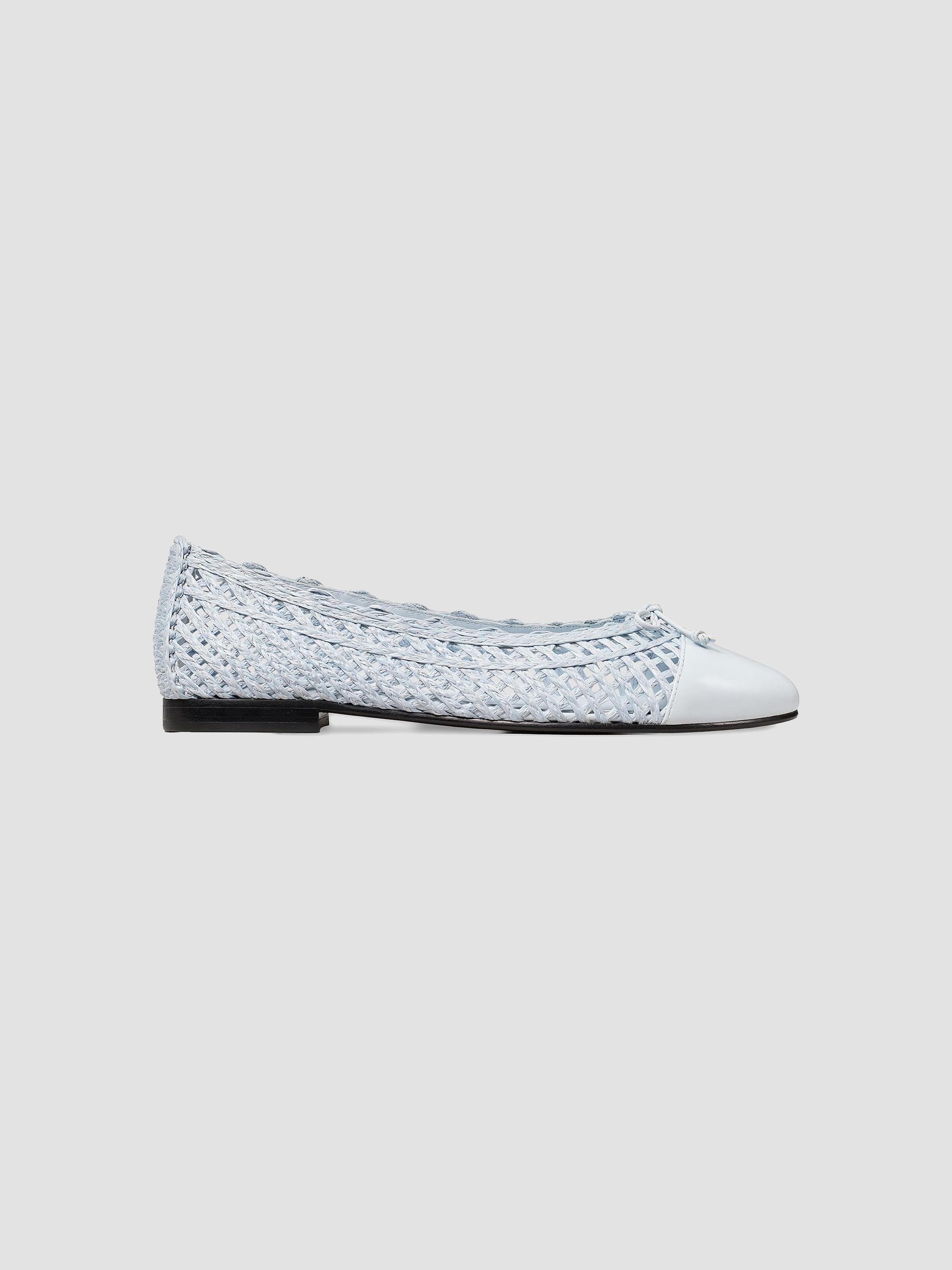 Tory Burch Women's Woven Leather-Blend Ballet Flats - Mist Veil | Thumbnail 4