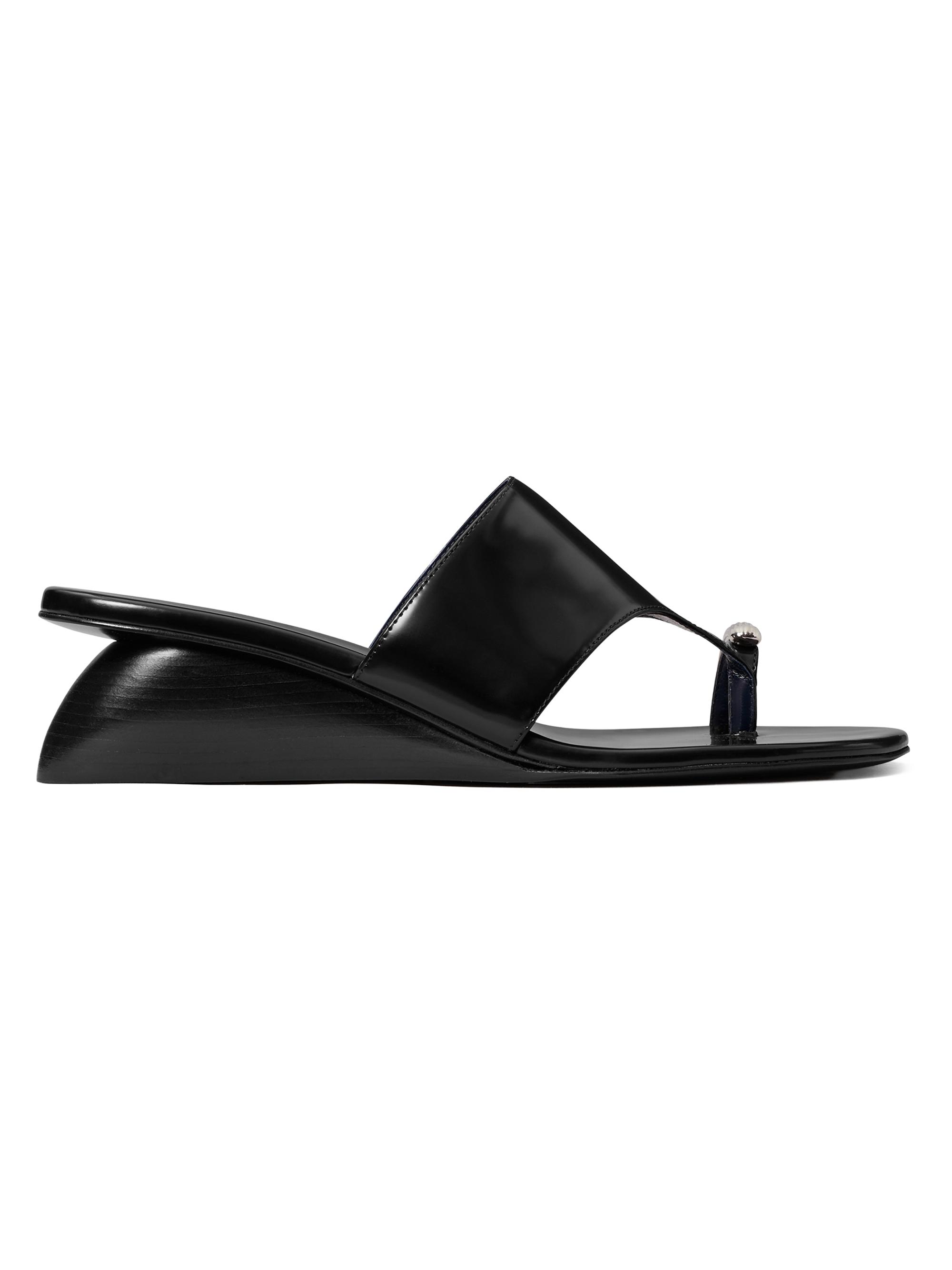 Tory Burch Women's Pierced 45MM Leather Wedge Sandals - Perfect Black