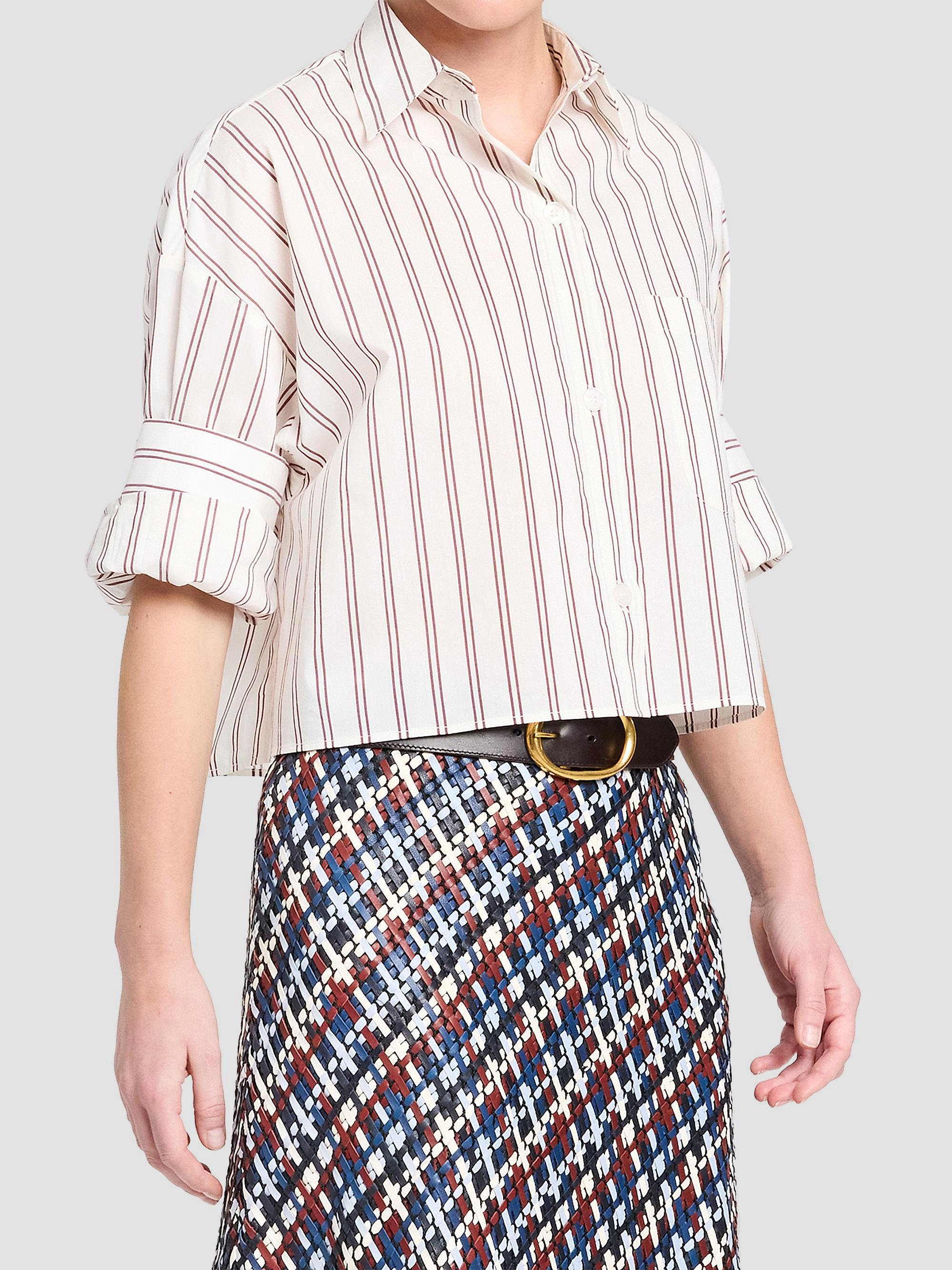 TWP Next Ex Striped Cotton-Blend Crop Shirt | Saks Fifth Avenue