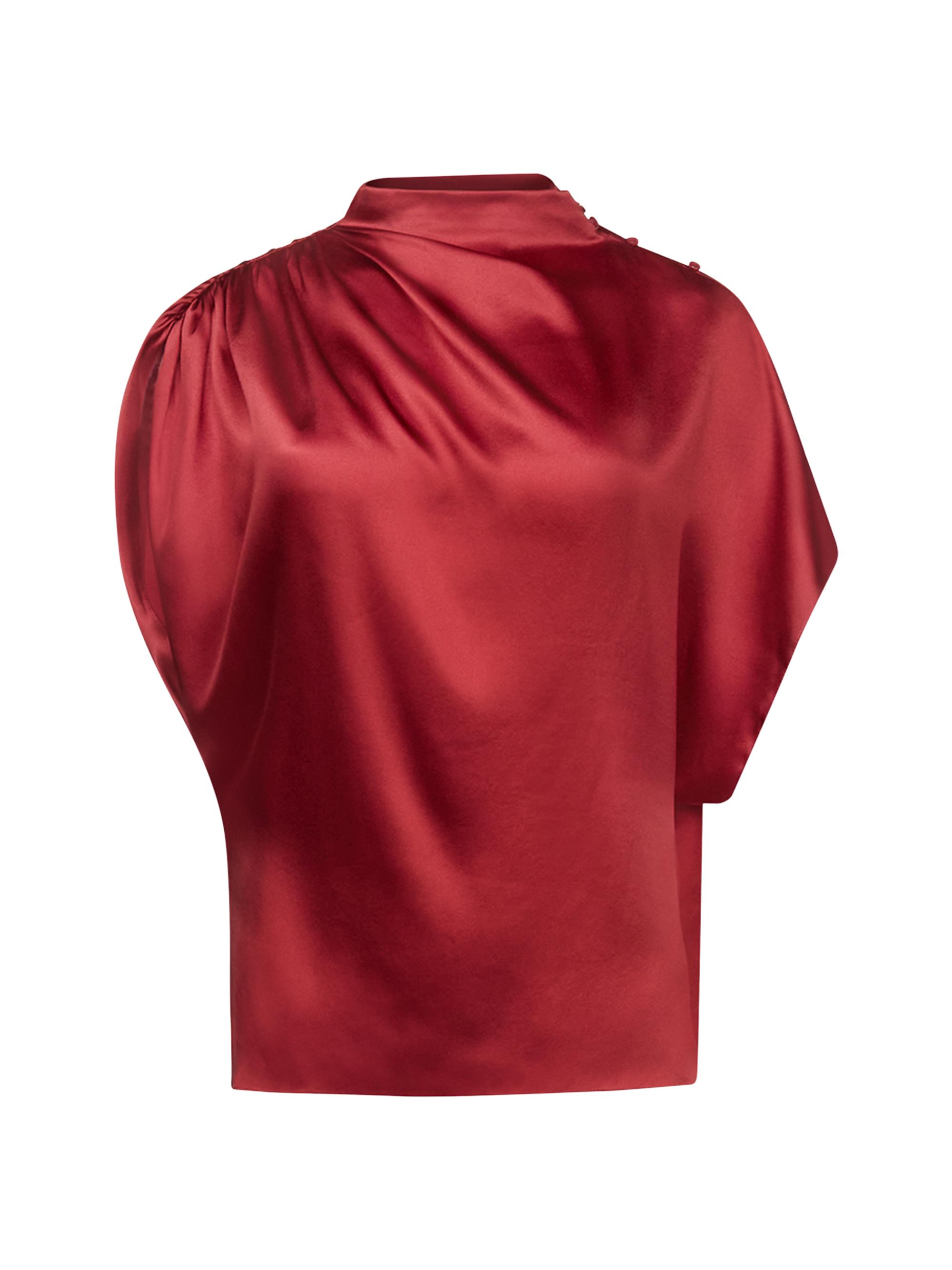 TWP Women's Wish You Would Draped Silk-Blend Top - Currant | Thumbnail 8