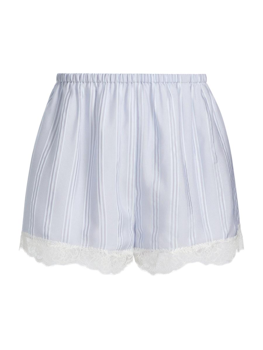 FRAME The Stripe Silk Lace-Trim Shorts | Saks Fifth Avenue