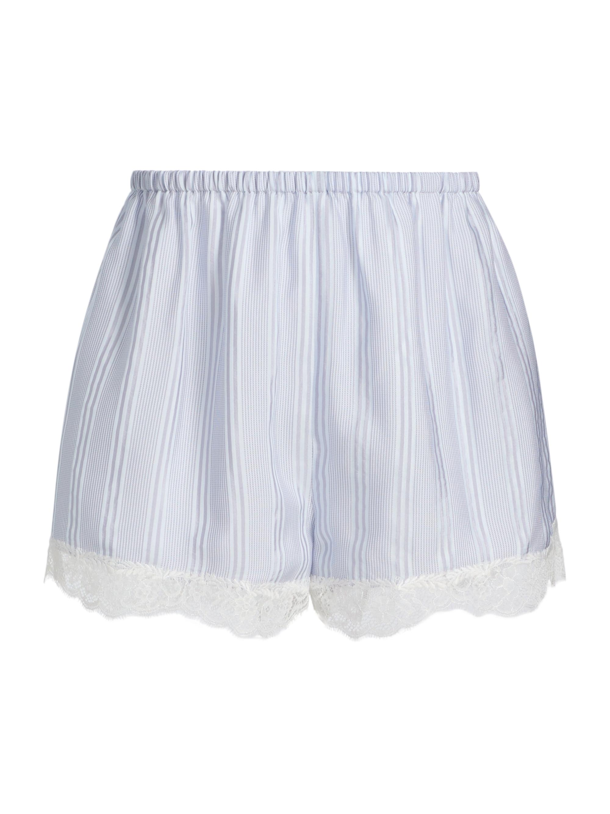 FRAME Women's The Stripe Silk Lace-Trim Shorts - Chambray Multi