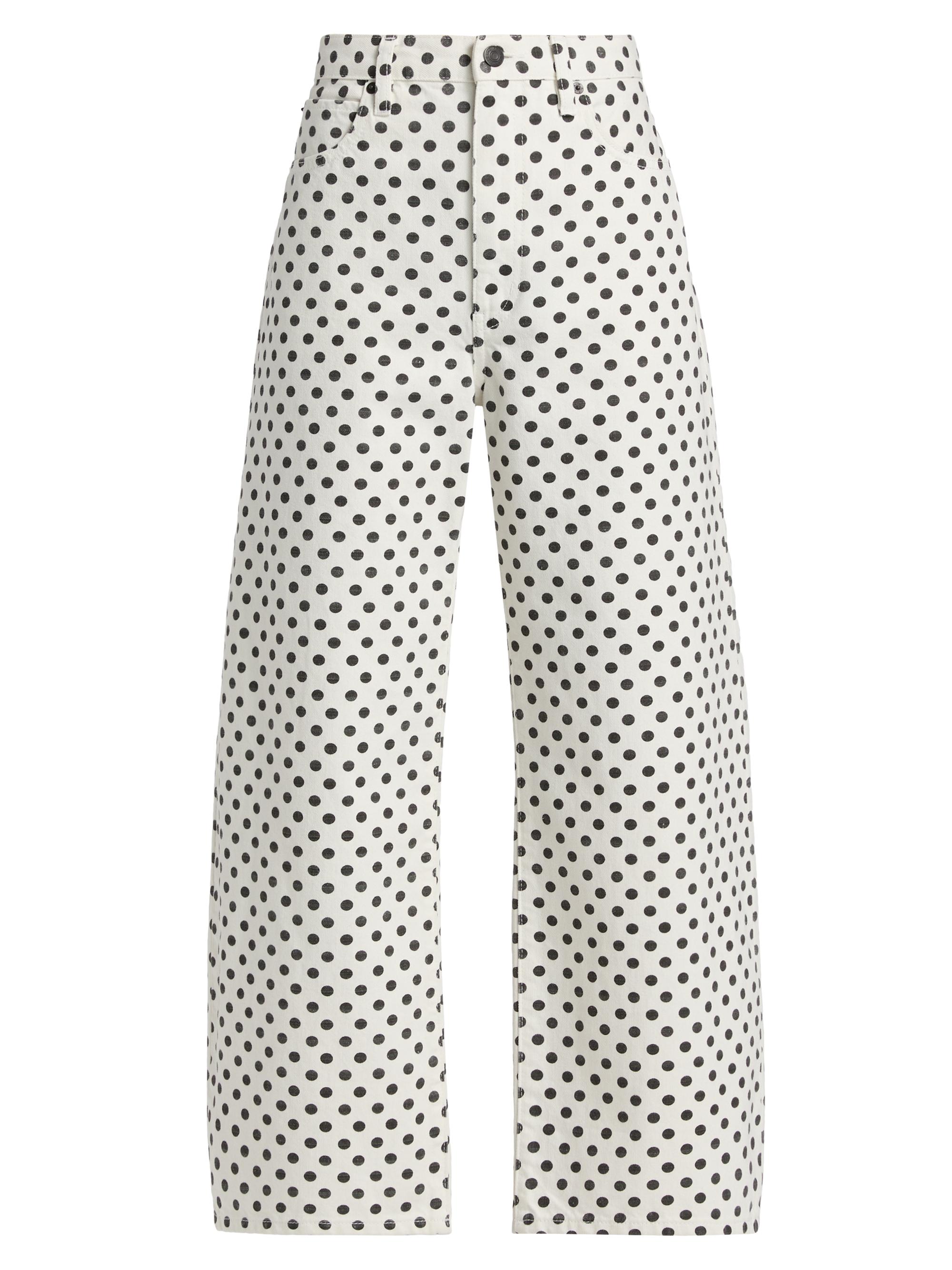 FRAME Women's The Bow Polka-Dot Crop Jeans - White Polka Dot