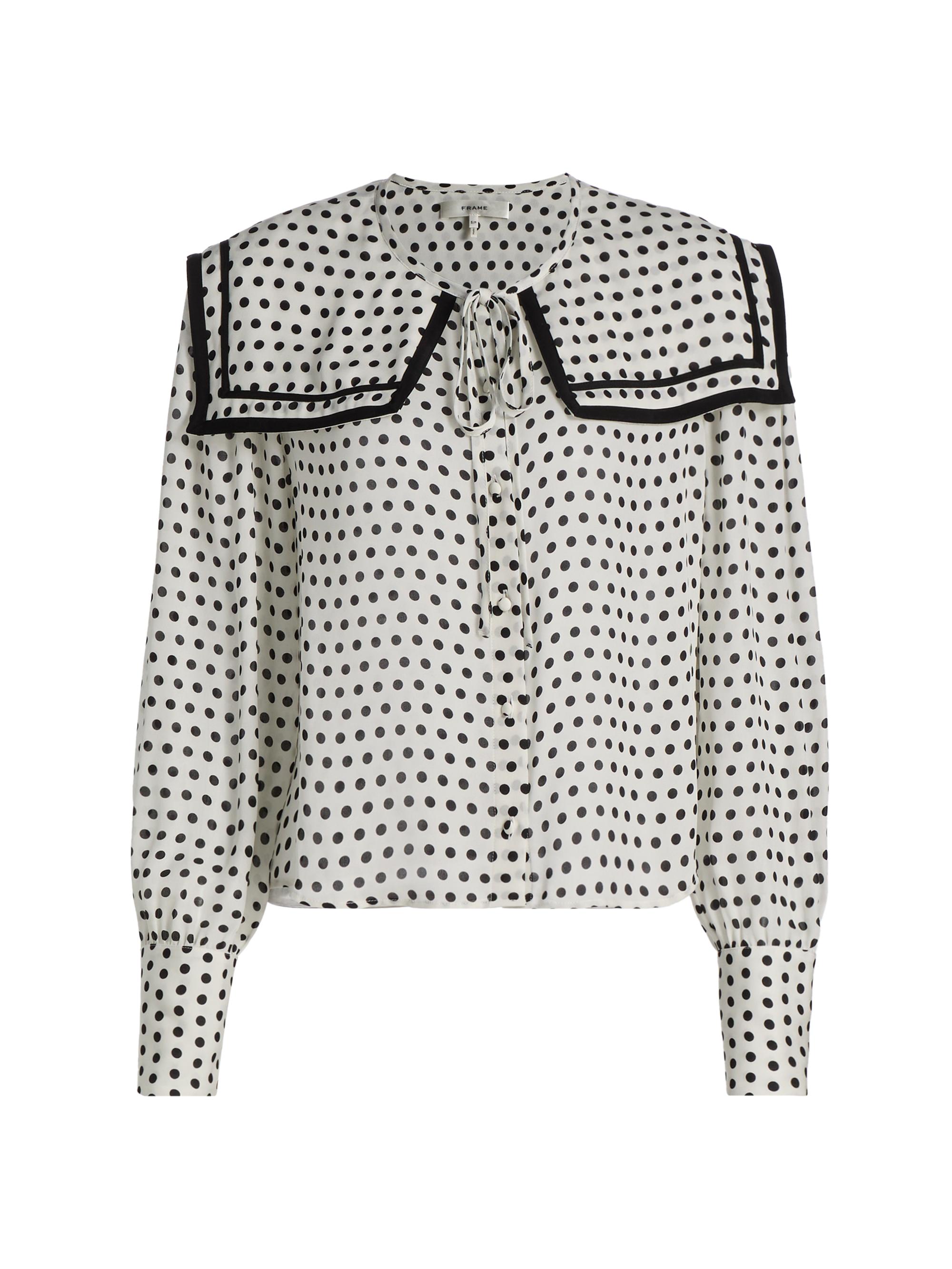 FRAME Women's Fleet Polka Dot Silk Blouse - Cream Multi