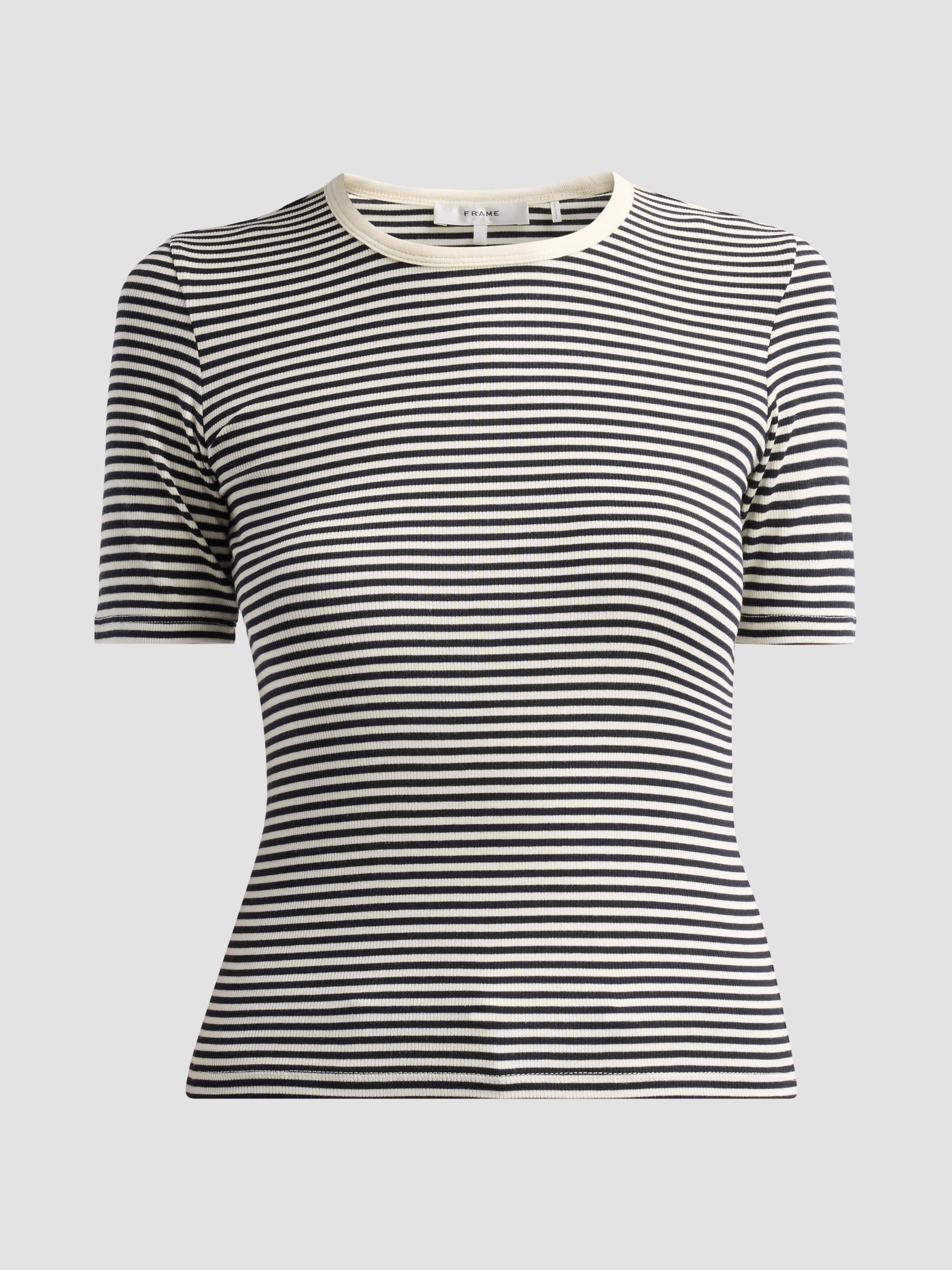 FRAME Women's The Fine Striped Crewneck T-Shirt - Cream Multi