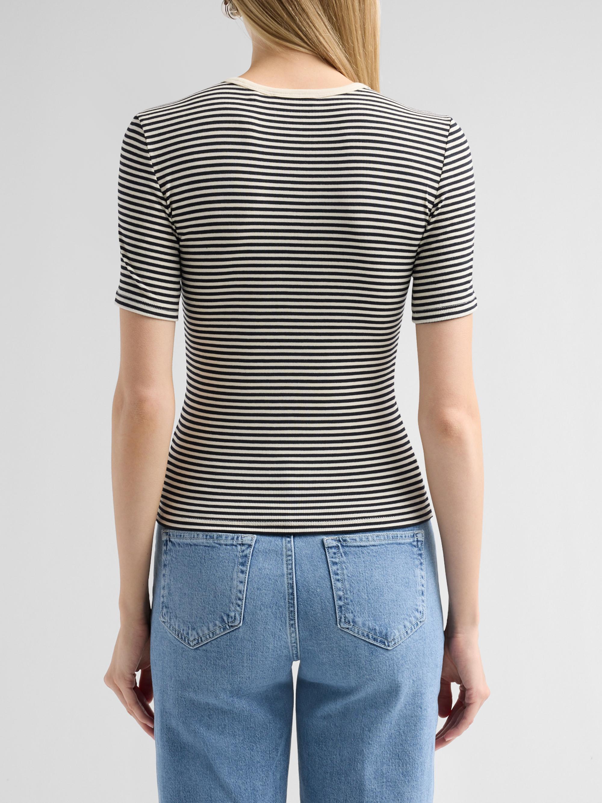 FRAME Women's The Fine Striped Crewneck T-Shirt - Cream Multi | Thumbnail 3