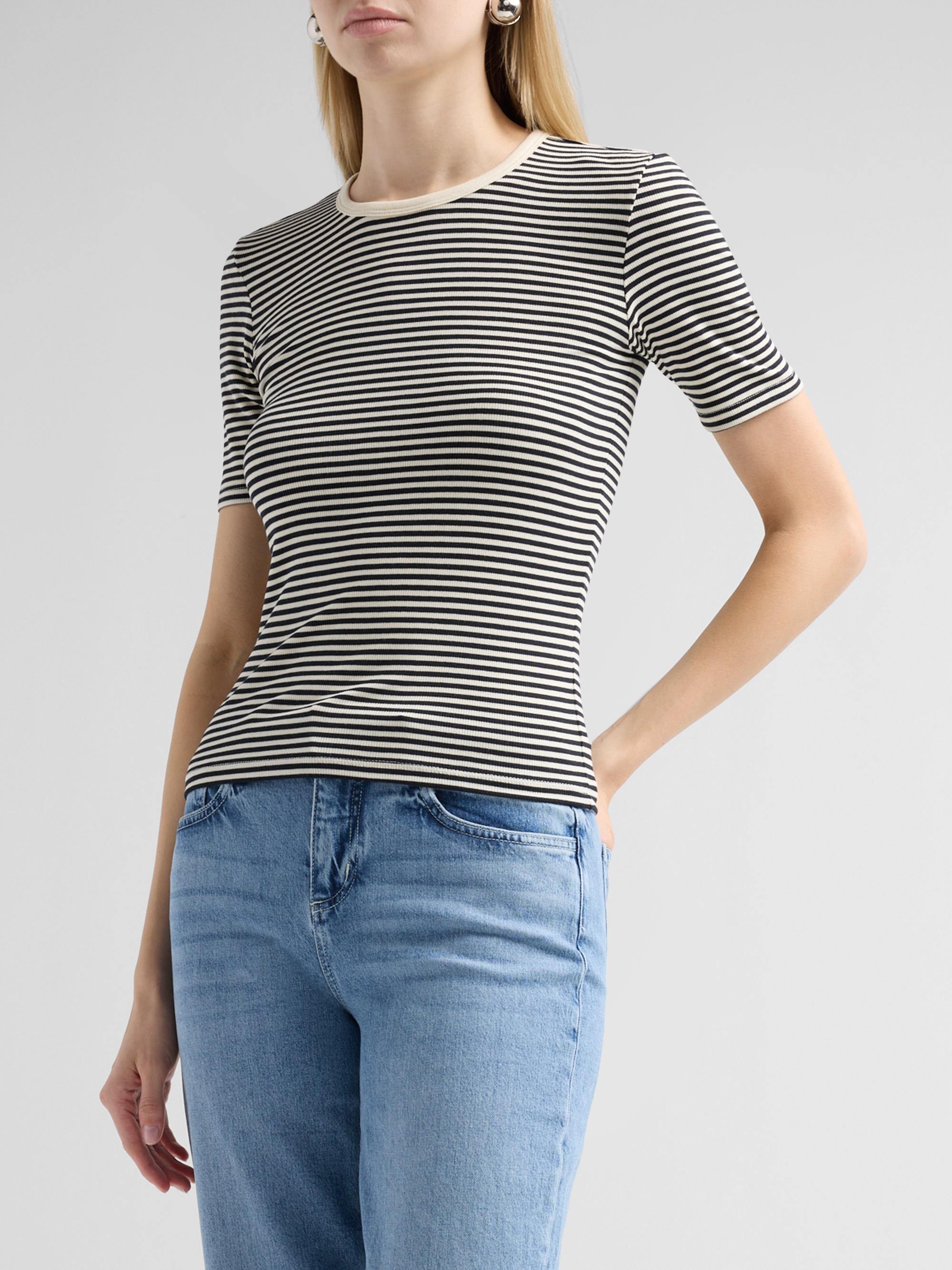 FRAME Women's The Fine Striped Crewneck T-Shirt - Cream Multi | Thumbnail 4