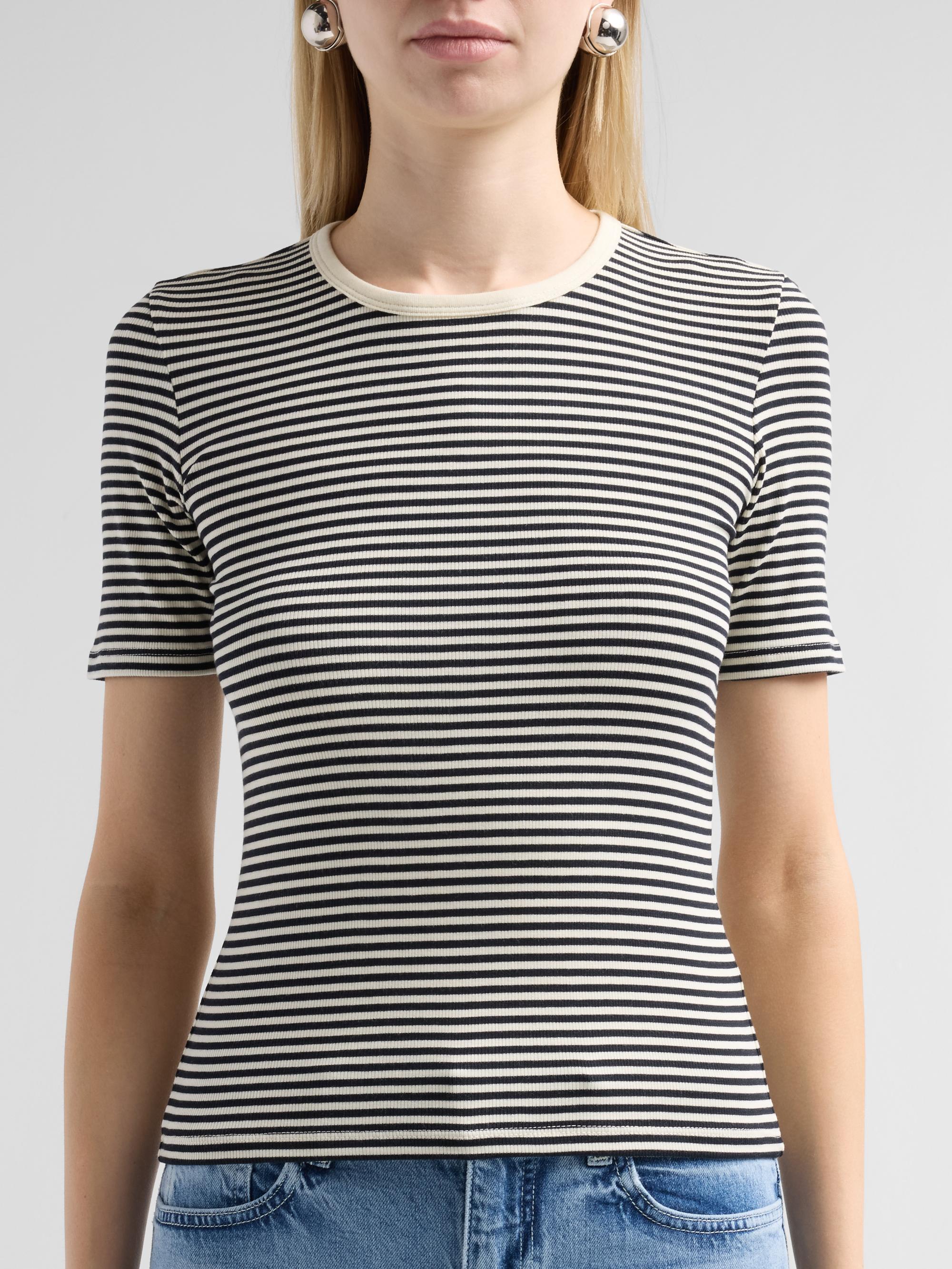 FRAME Women's The Fine Striped Crewneck T-Shirt - Cream Multi | Thumbnail 5