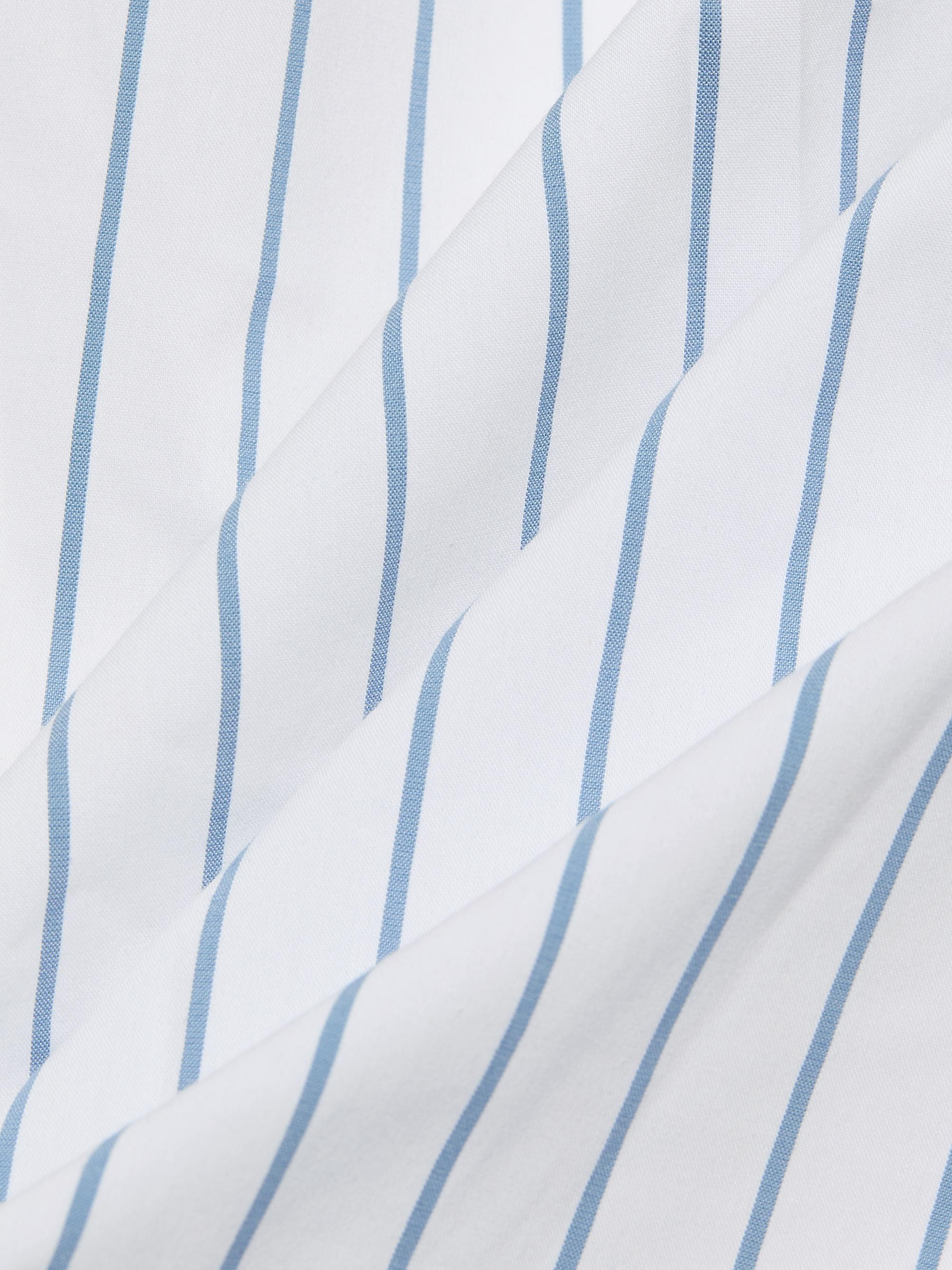 L'AGENCE Women's Deon Tie Neck Blouse - White Blue Stripe | Thumbnail 7