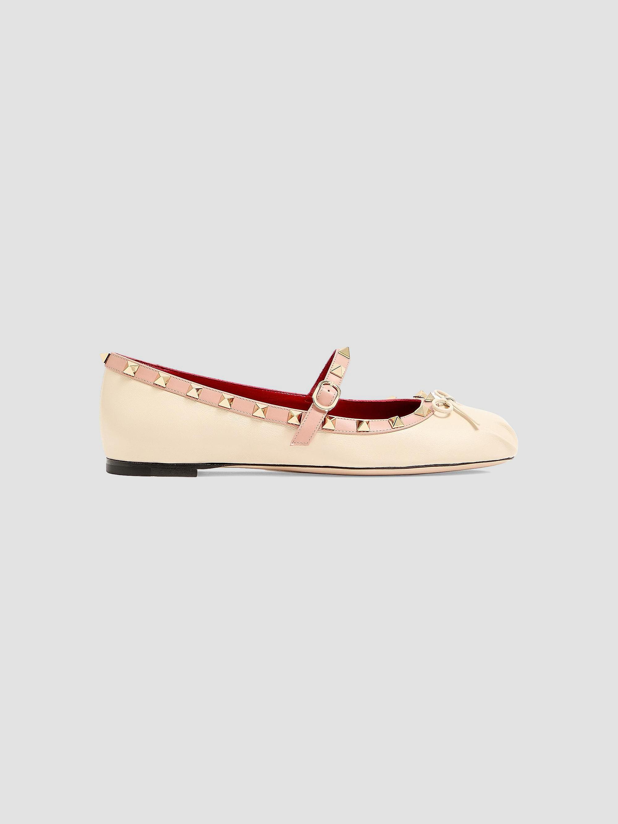 Valentino Garavani Women's Mary-Jane Rockstud Ballerinas - Butter | Thumbnail 8