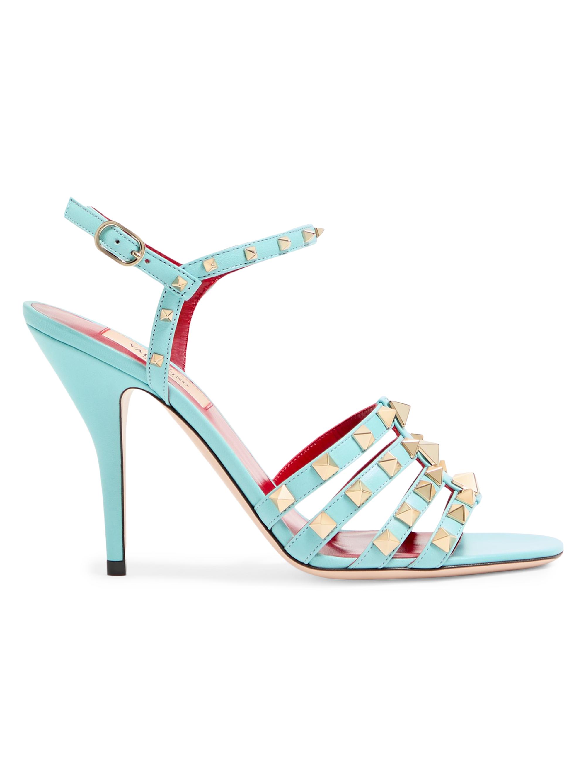 Valentino Garavani Women's Rockstud 100MM Kidskin Sandals - Azure
