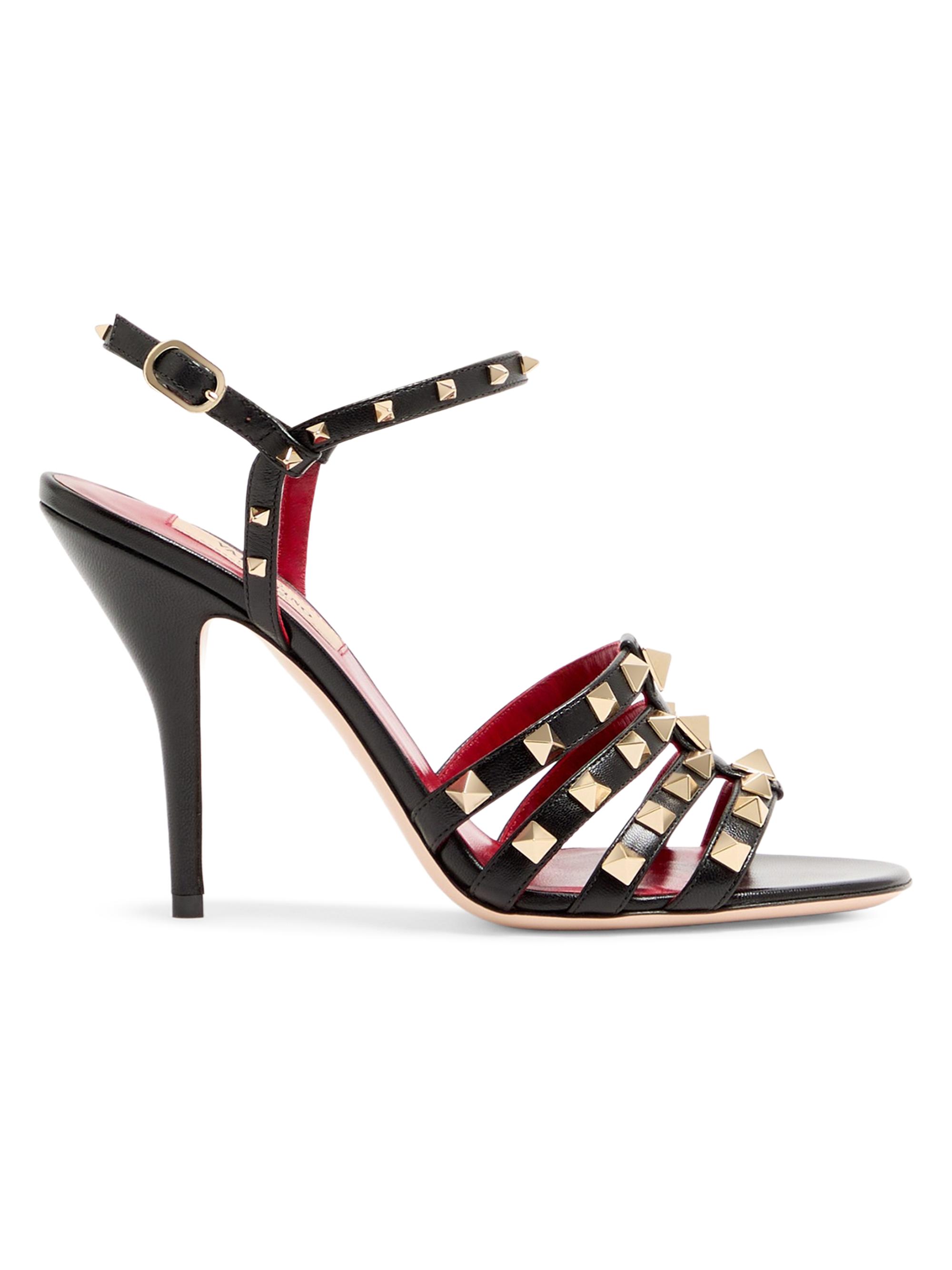 Valentino Garavani Women's Rockstud 100MM Kidskin Sandals - Black